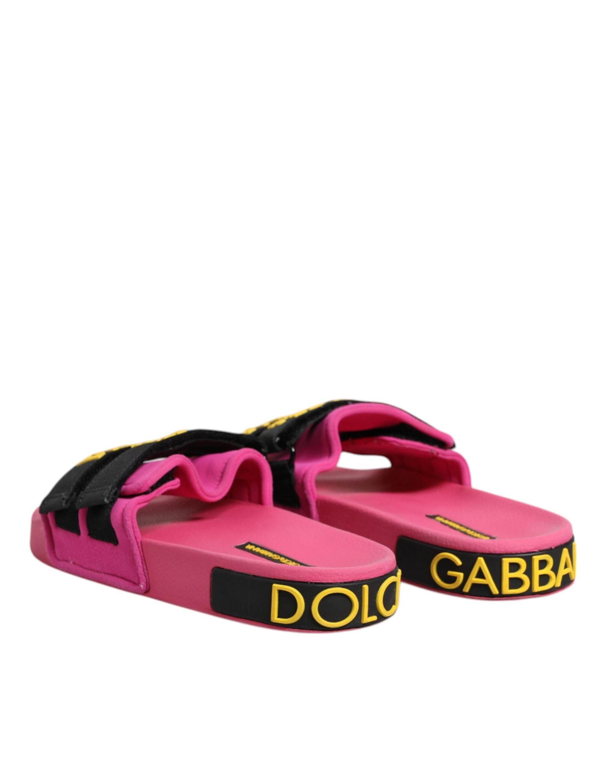 Dolce & Gabbana Fuchsia Neoprene Slides Flats Beachwear Shoes - Hilstor