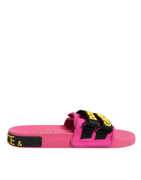 Dolce & Gabbana Fuchsia Neoprene Slides Flats Beachwear Shoes - Hilstor