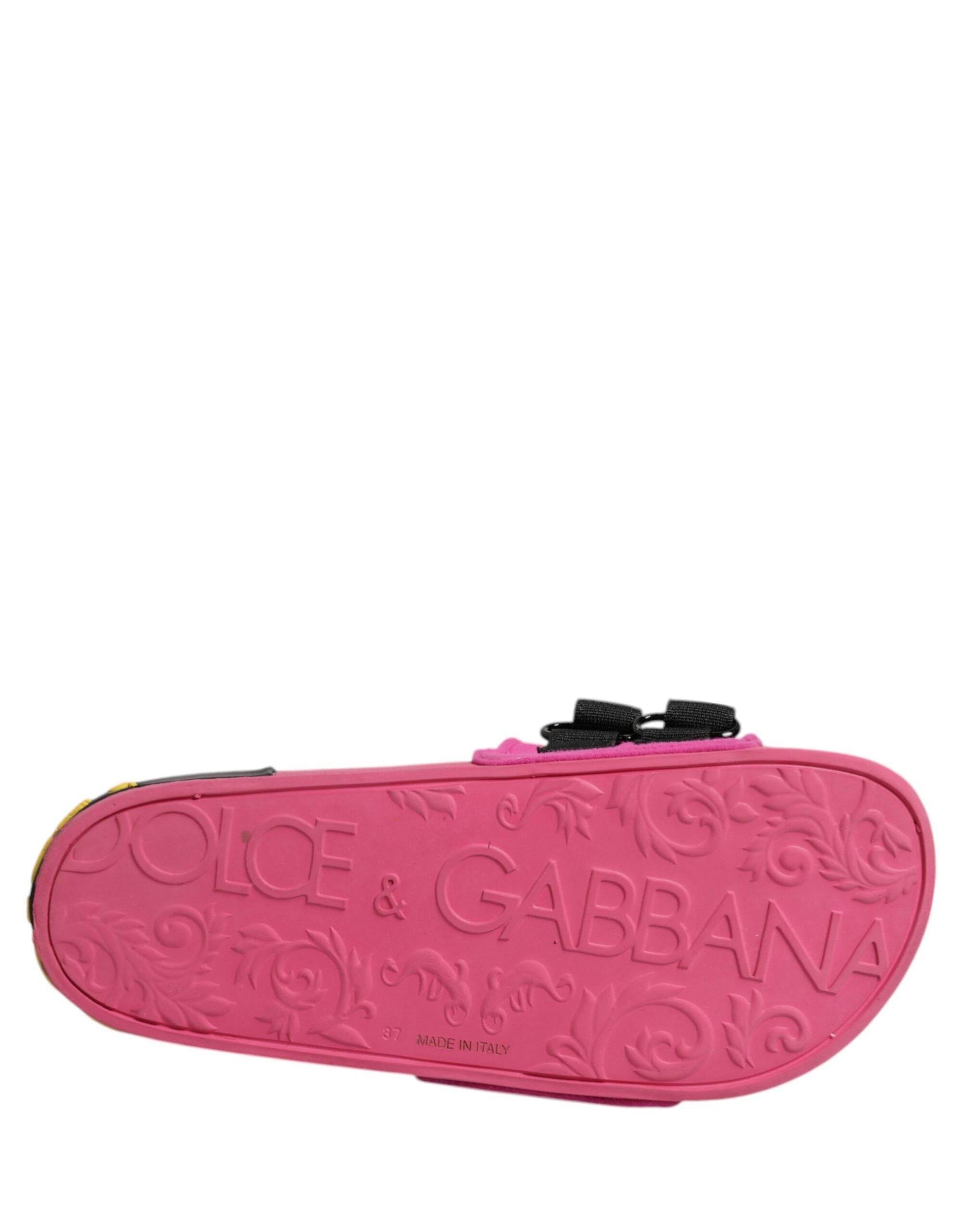 Dolce & Gabbana Fuchsia Neoprene Slides Flats Beachwear Shoes - Hilstor