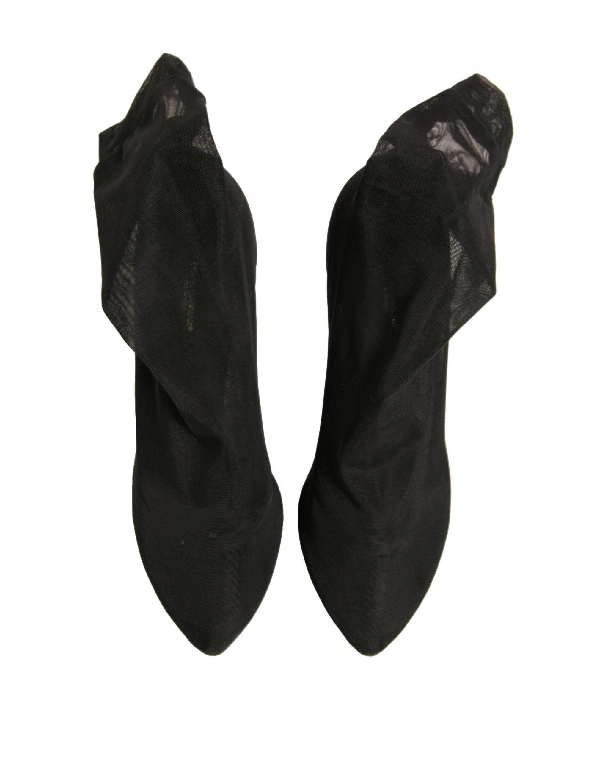 Dolce & Gabbana Black Silk Mesh Sock Style Heels Boots Shoes - Hilstor