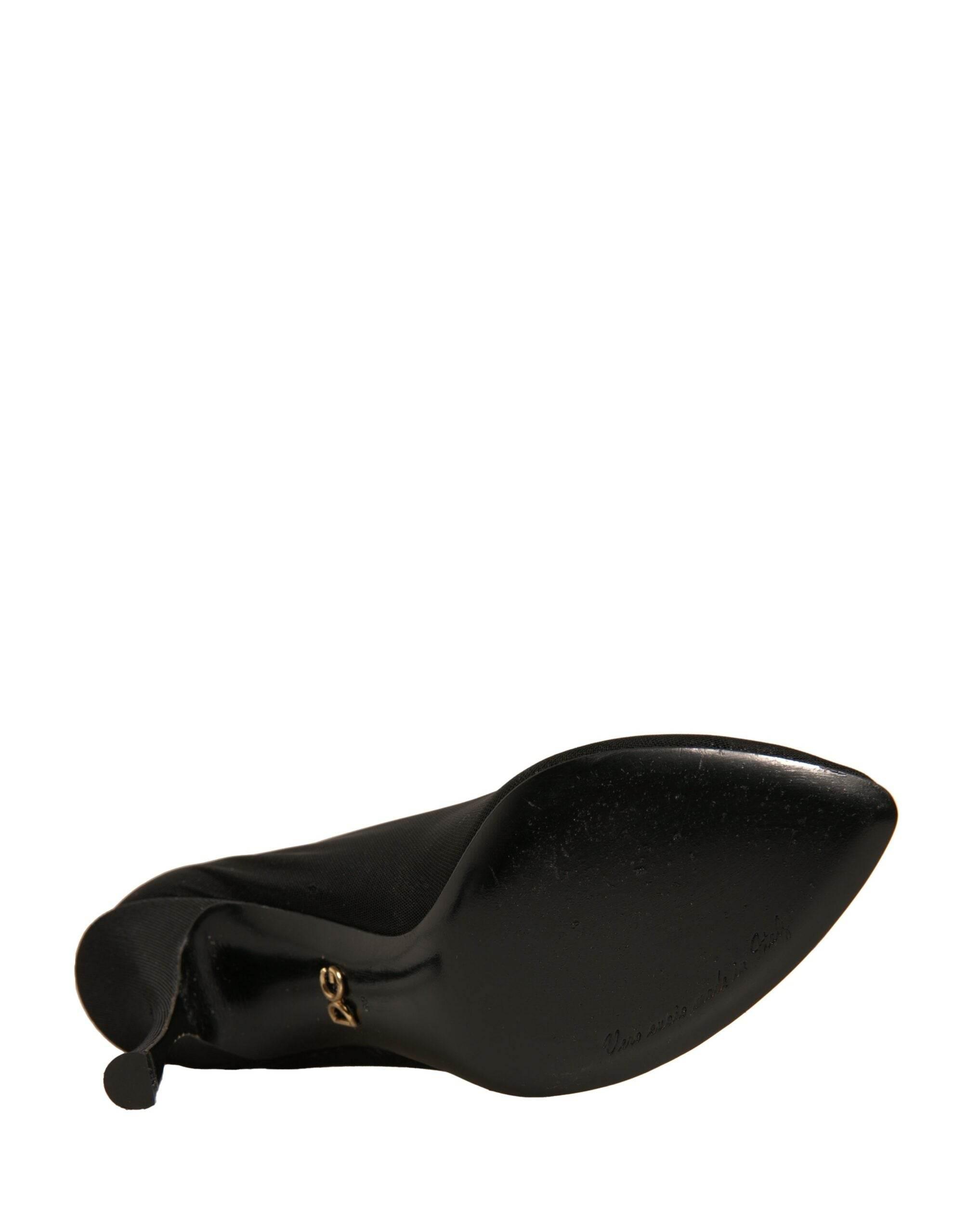 Dolce & Gabbana Black Silk Mesh Sock Style Heels Boots Shoes - Hilstor