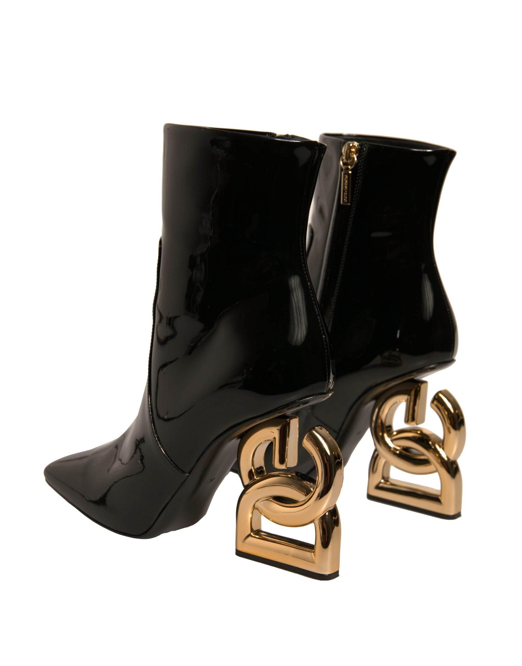 Dolce & Gabbana Black Jackie Leather Mid Calf Boots Shoes - Hilstor