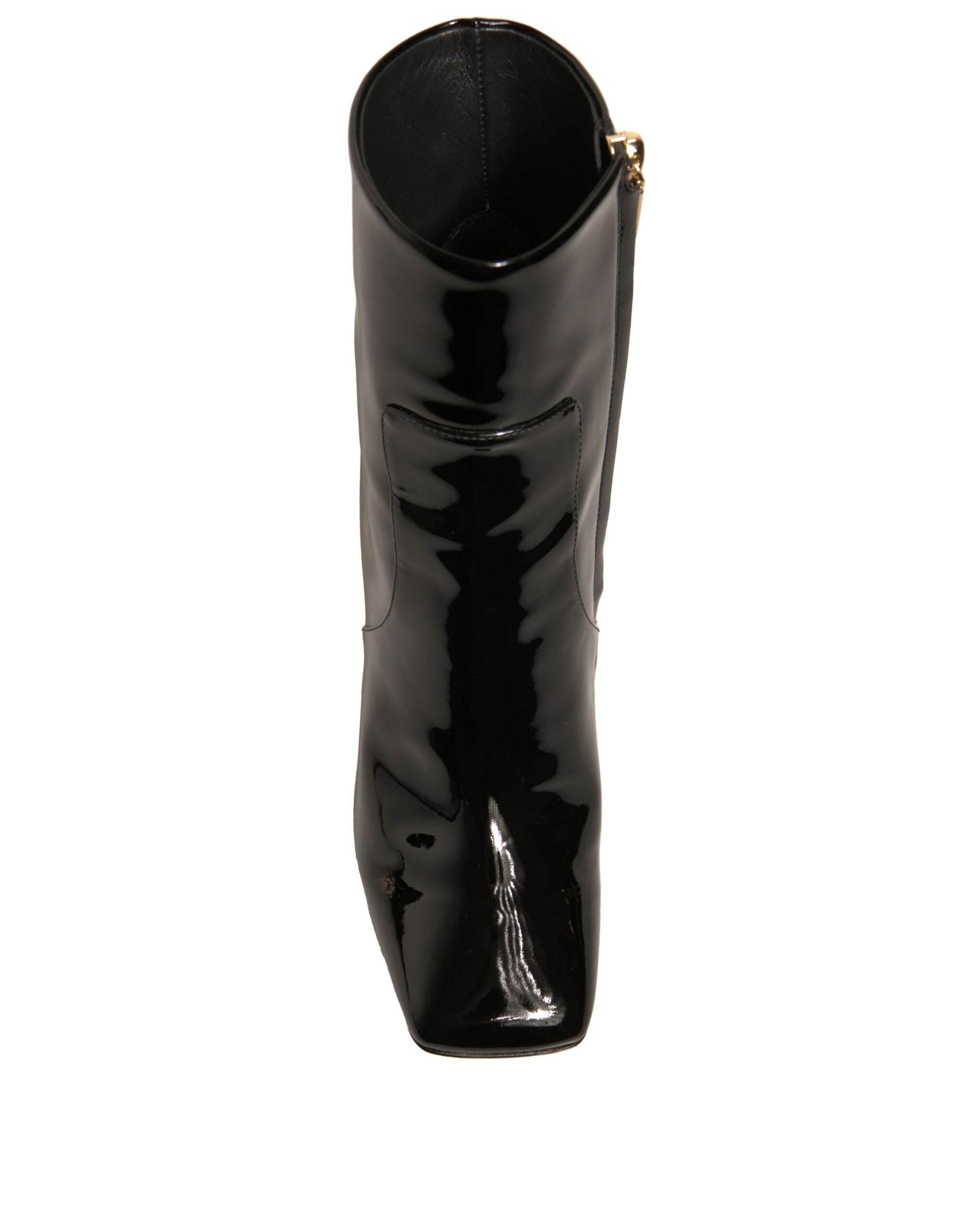 Dolce & Gabbana Black Jackie Leather Mid Calf Boots Shoes - Hilstor
