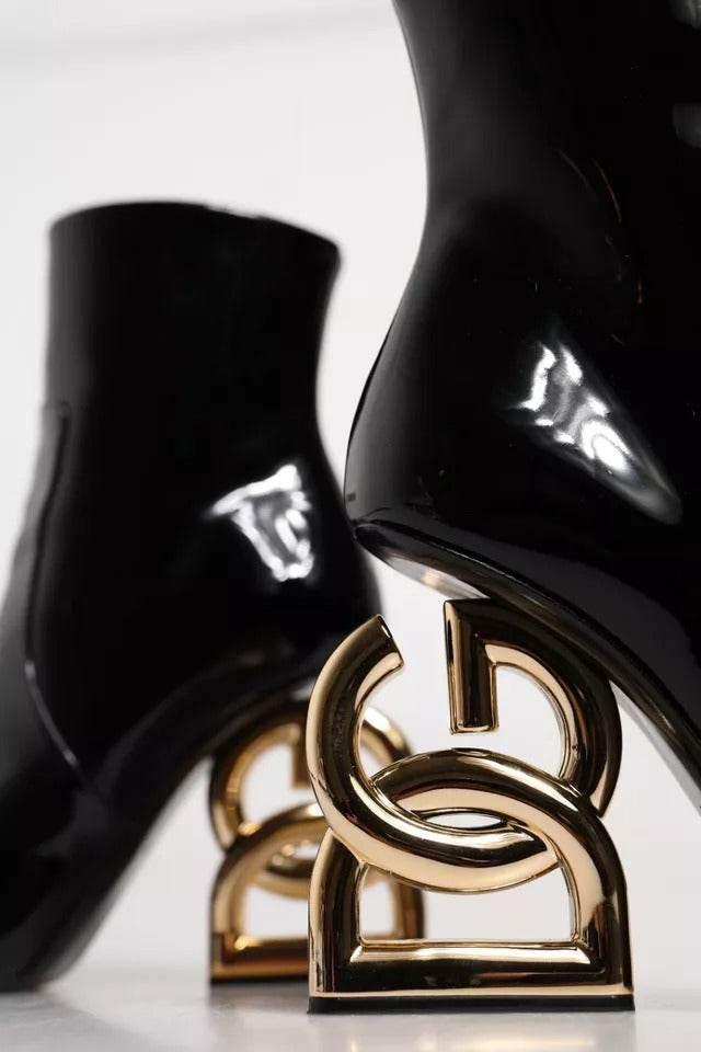 Dolce & Gabbana Black Jackie Leather Mid Calf Boots Shoes - Hilstor