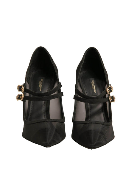Dolce &amp; Gabbana Black Mesh Mary Jane High Heels Pumps Sko