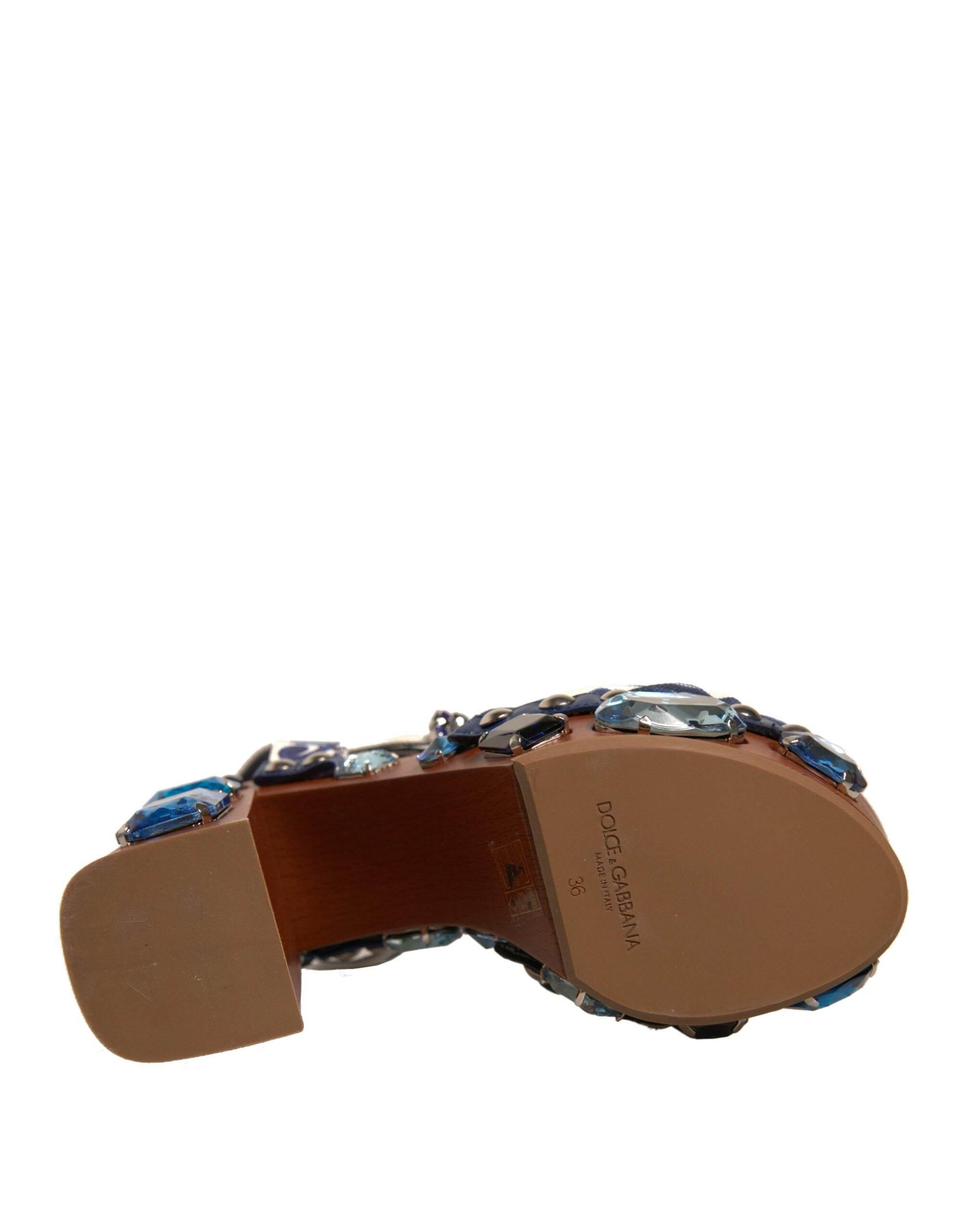 Dolce & Gabbana Multicolor Majolica Embellished Wedge Sandals Shoes - Hilstor