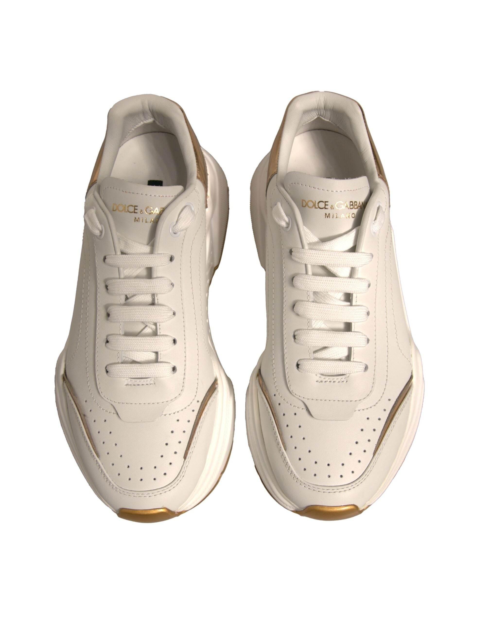 Dolce & Gabbana White Gold Daymaster Low Top Sneakers Shoes - Hilstor