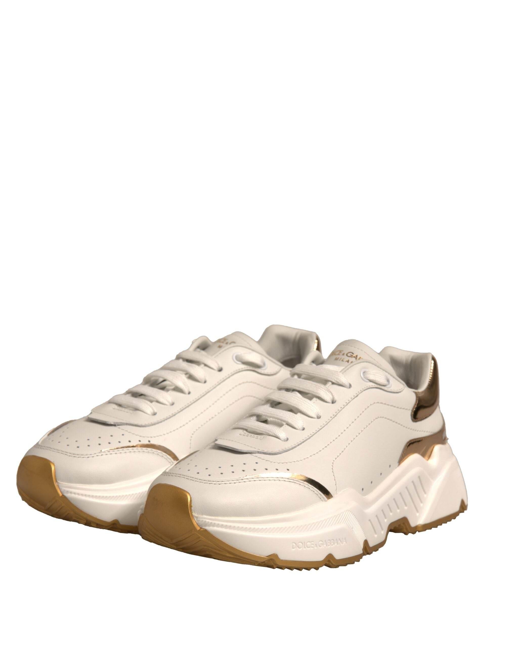 Dolce & Gabbana White Gold Daymaster Low Top Sneakers Shoes - Hilstor