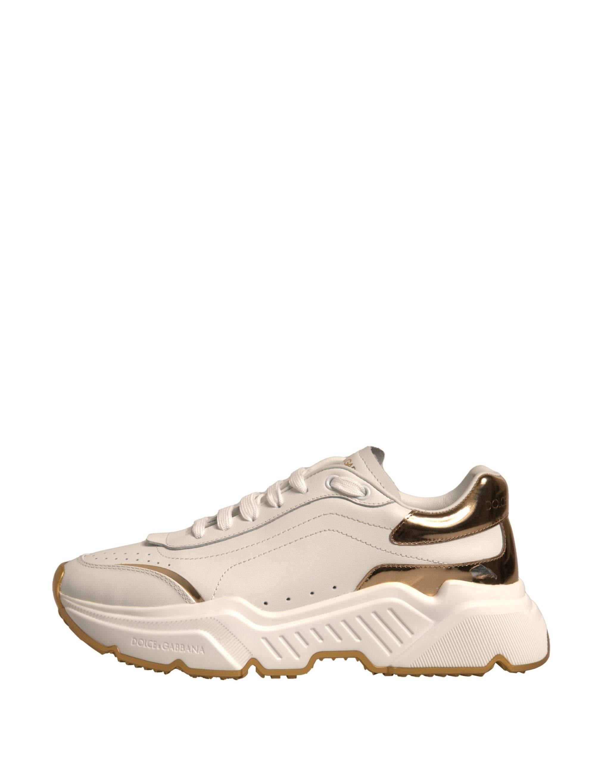 Dolce & Gabbana White Gold Daymaster Low Top Sneakers Shoes - Hilstor