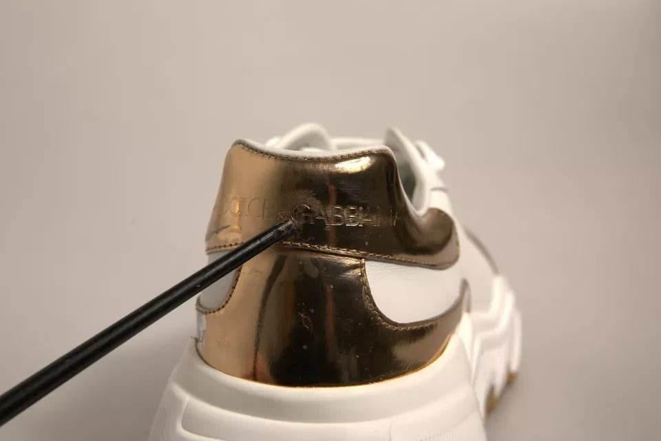 Dolce & Gabbana White Gold Daymaster Low Top Sneakers Shoes - Hilstor