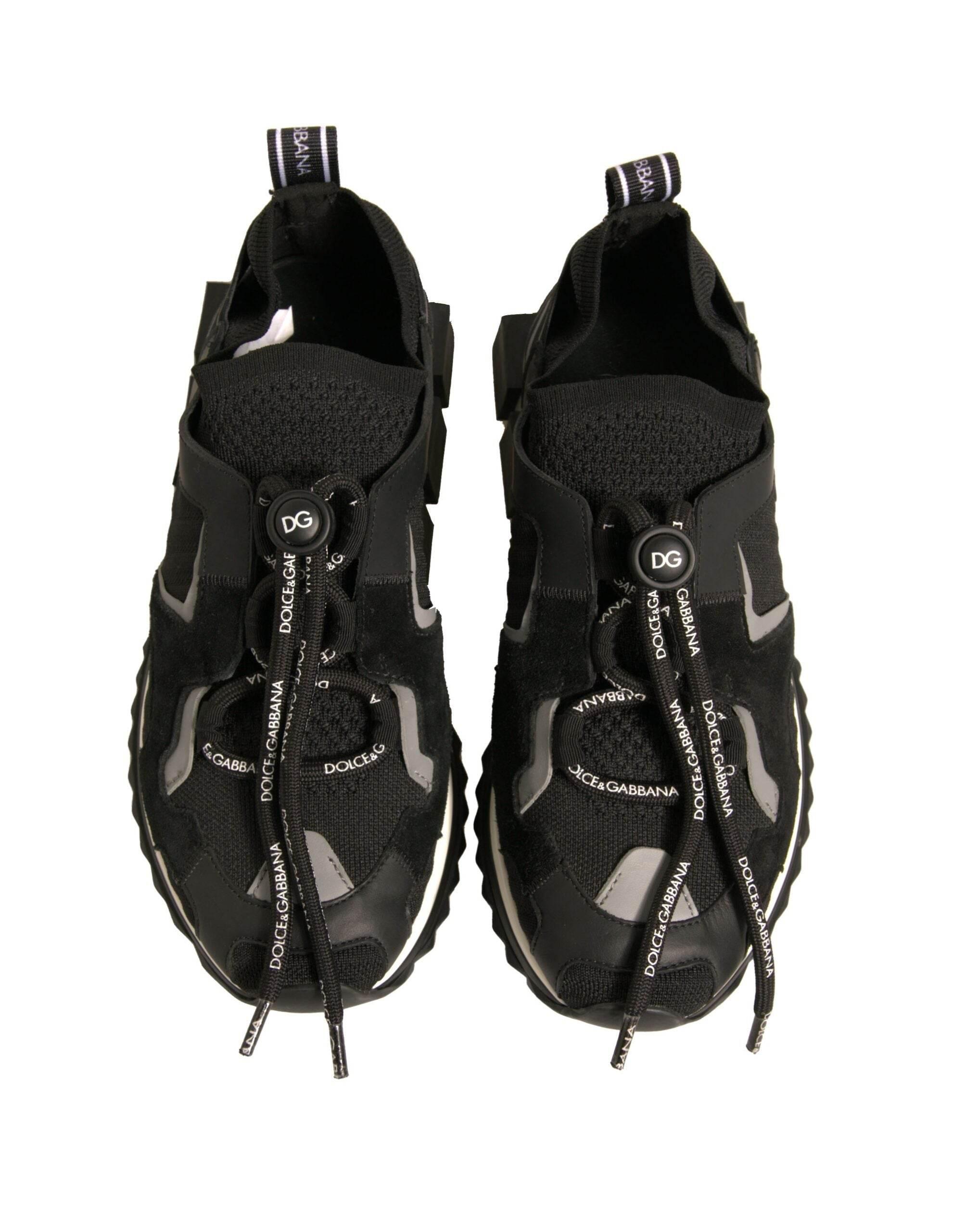 Dolce & Gabbana Black Mesh Sorrento Trekking Sneakers Shoes - Hilstor