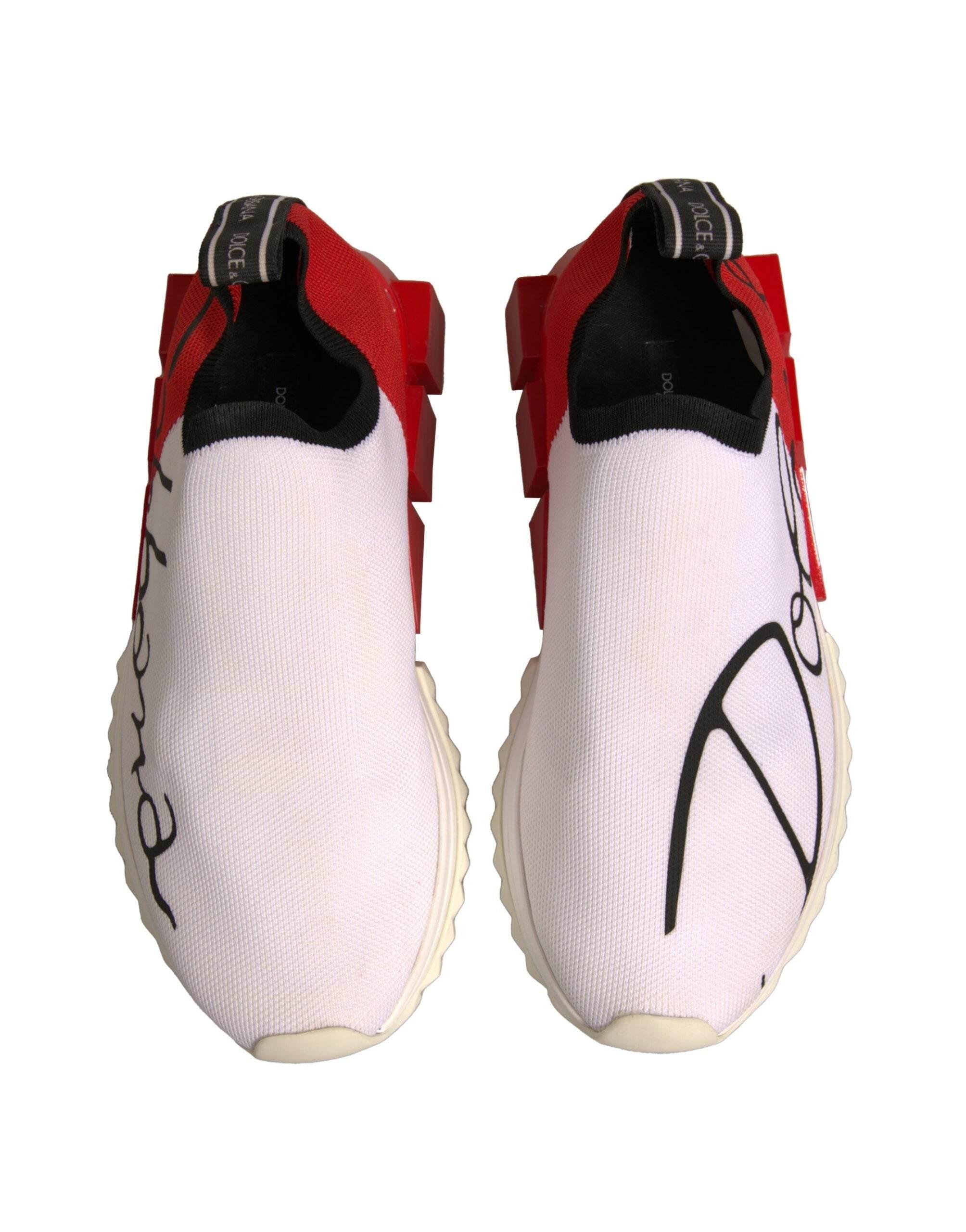 Dolce & Gabbana White Red Low Top Sorrento Sneakers Shoes - Hilstor