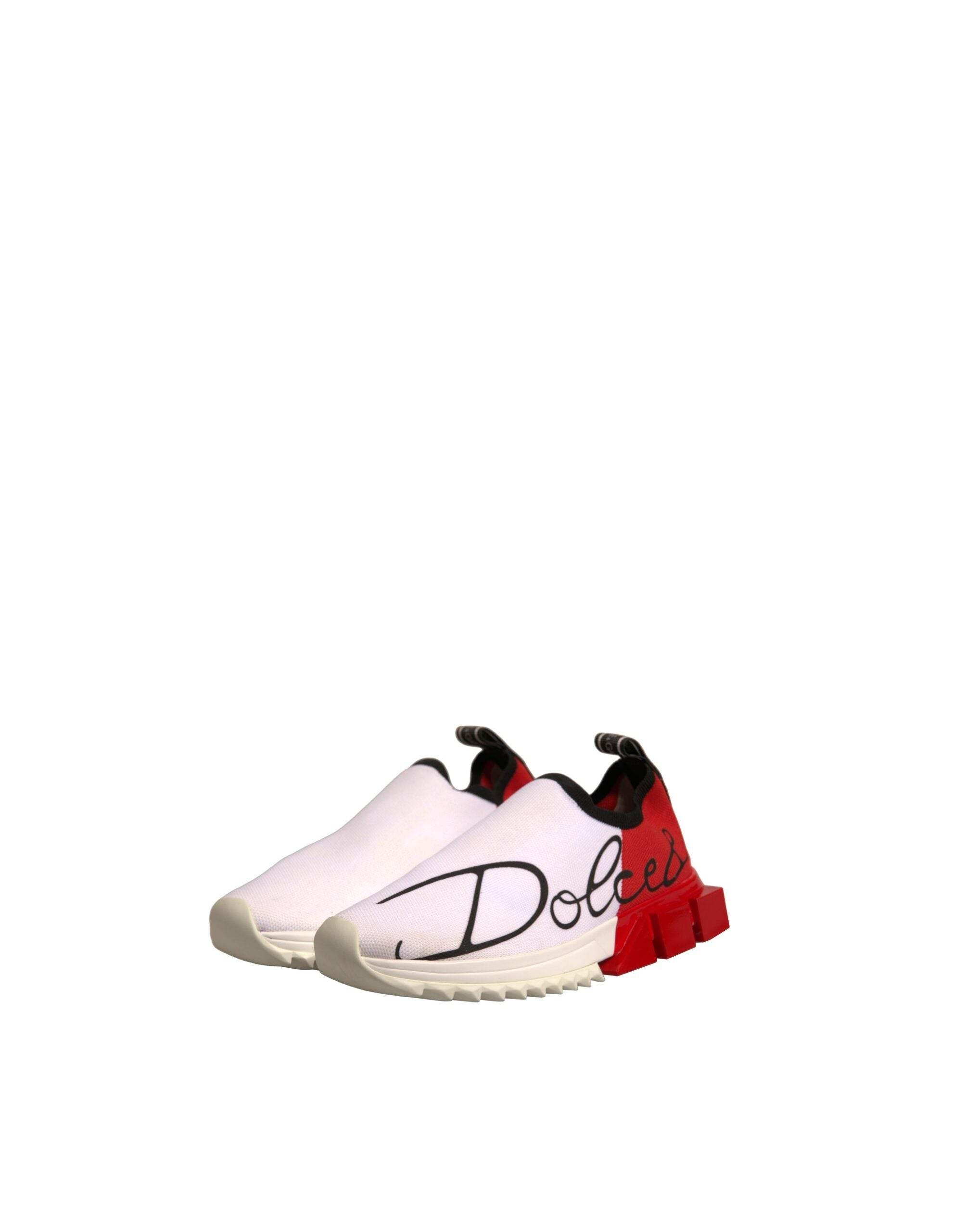Dolce & Gabbana White Red Low Top Sorrento Sneakers Shoes - Hilstor