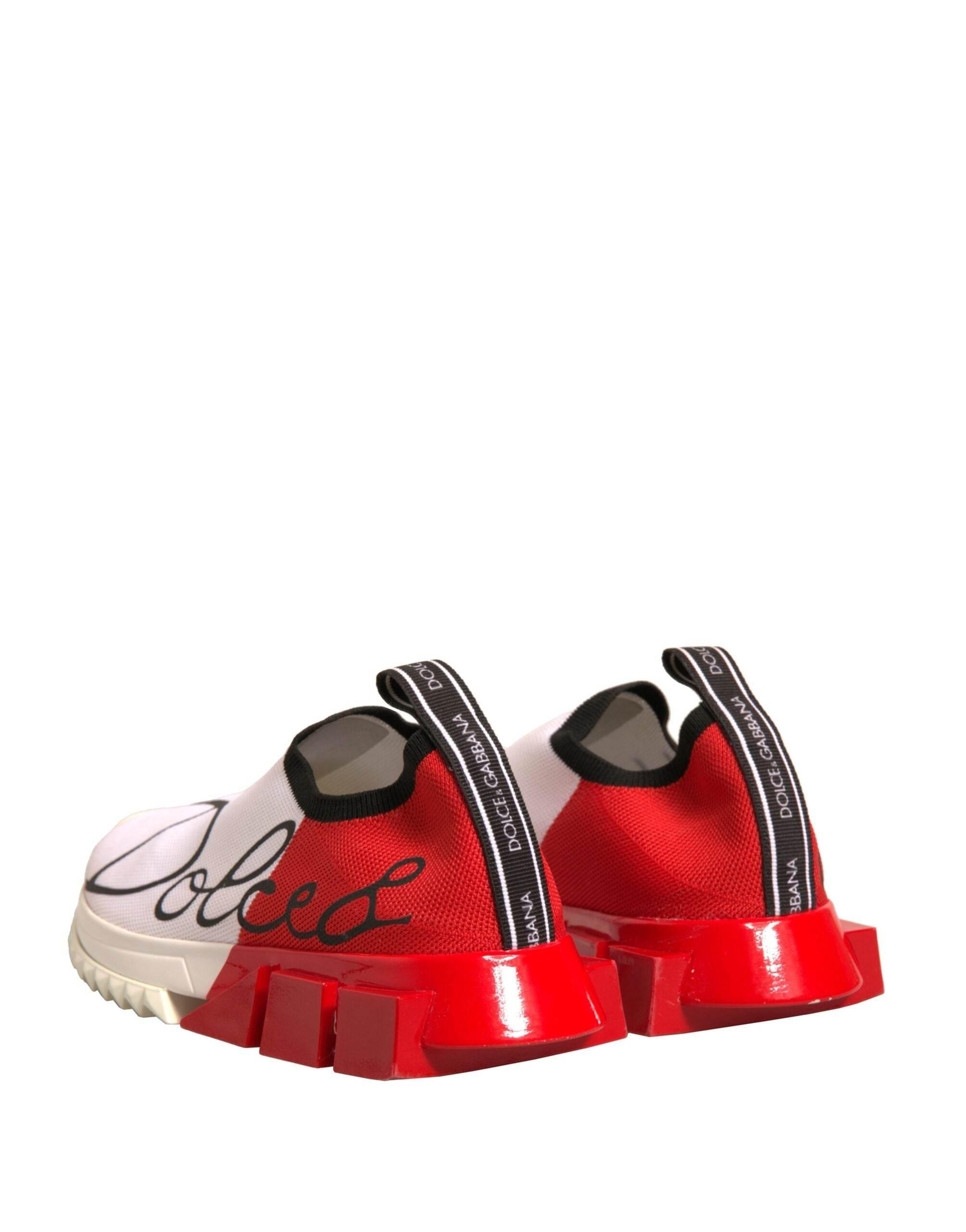 Dolce & Gabbana White Red Low Top Sorrento Sneakers Shoes - Hilstor