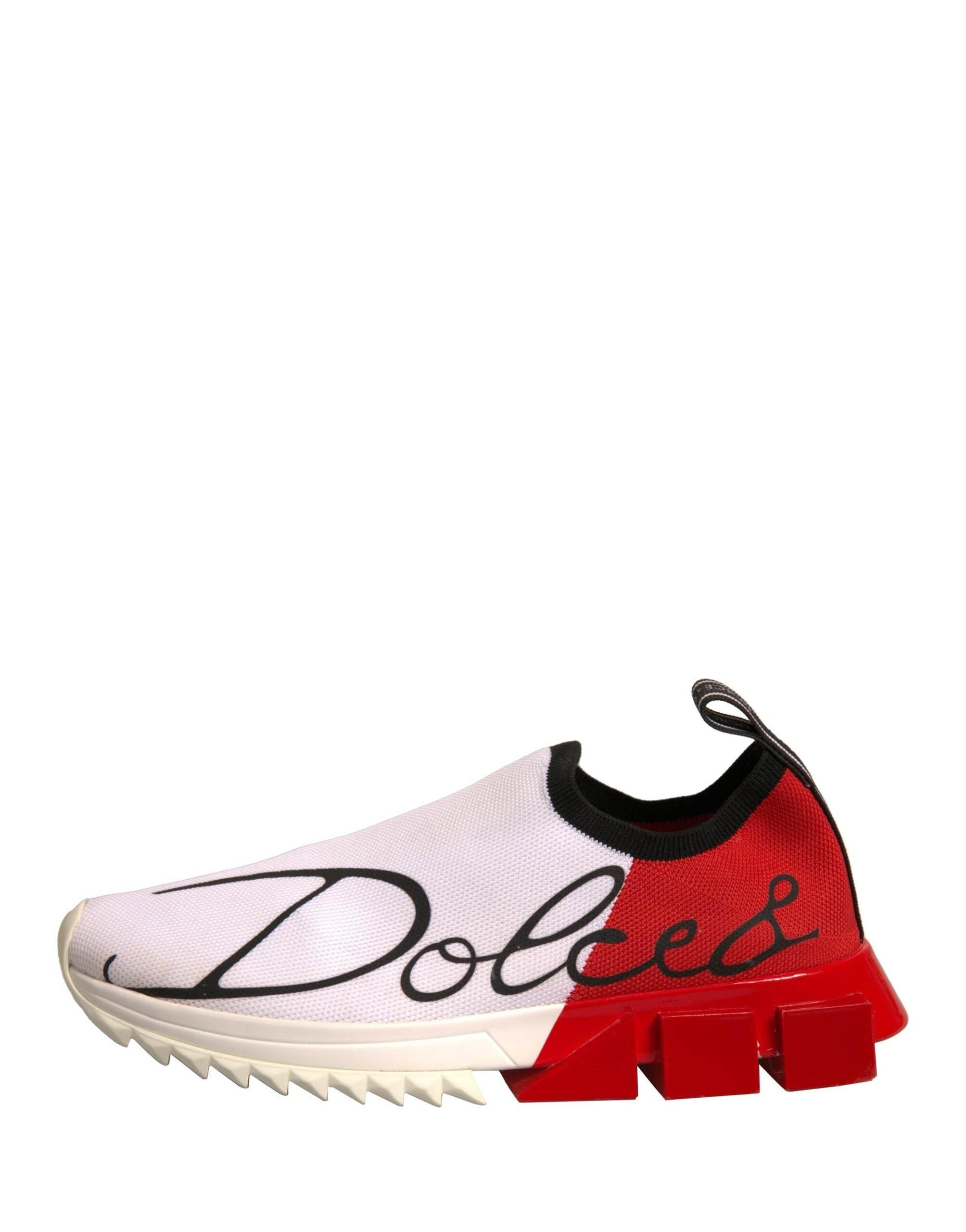 Dolce & Gabbana White Red Low Top Sorrento Sneakers Shoes - Hilstor