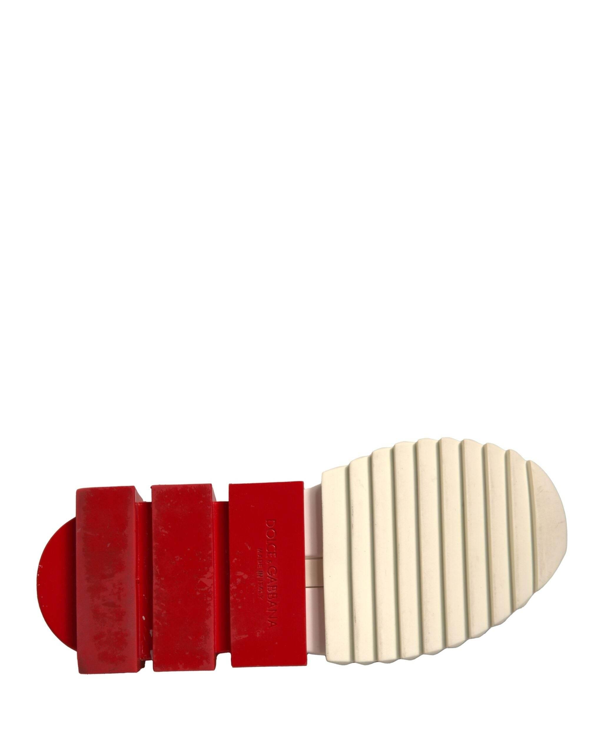 Dolce & Gabbana White Red Low Top Sorrento Sneakers Shoes - Hilstor
