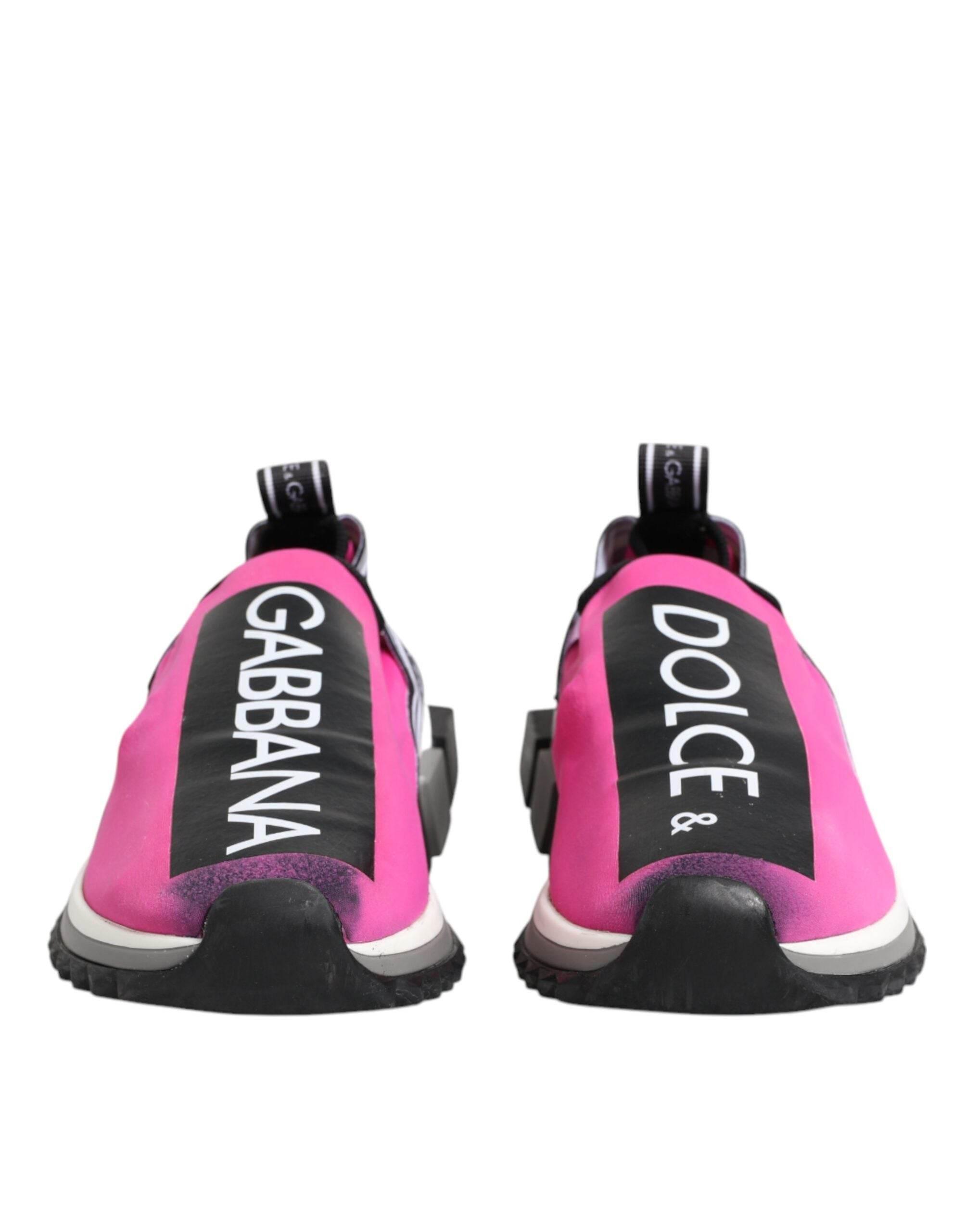 Dolce & Gabbana Fuchsia White Slip On Sorrento Sneakers Shoes - Hilstor