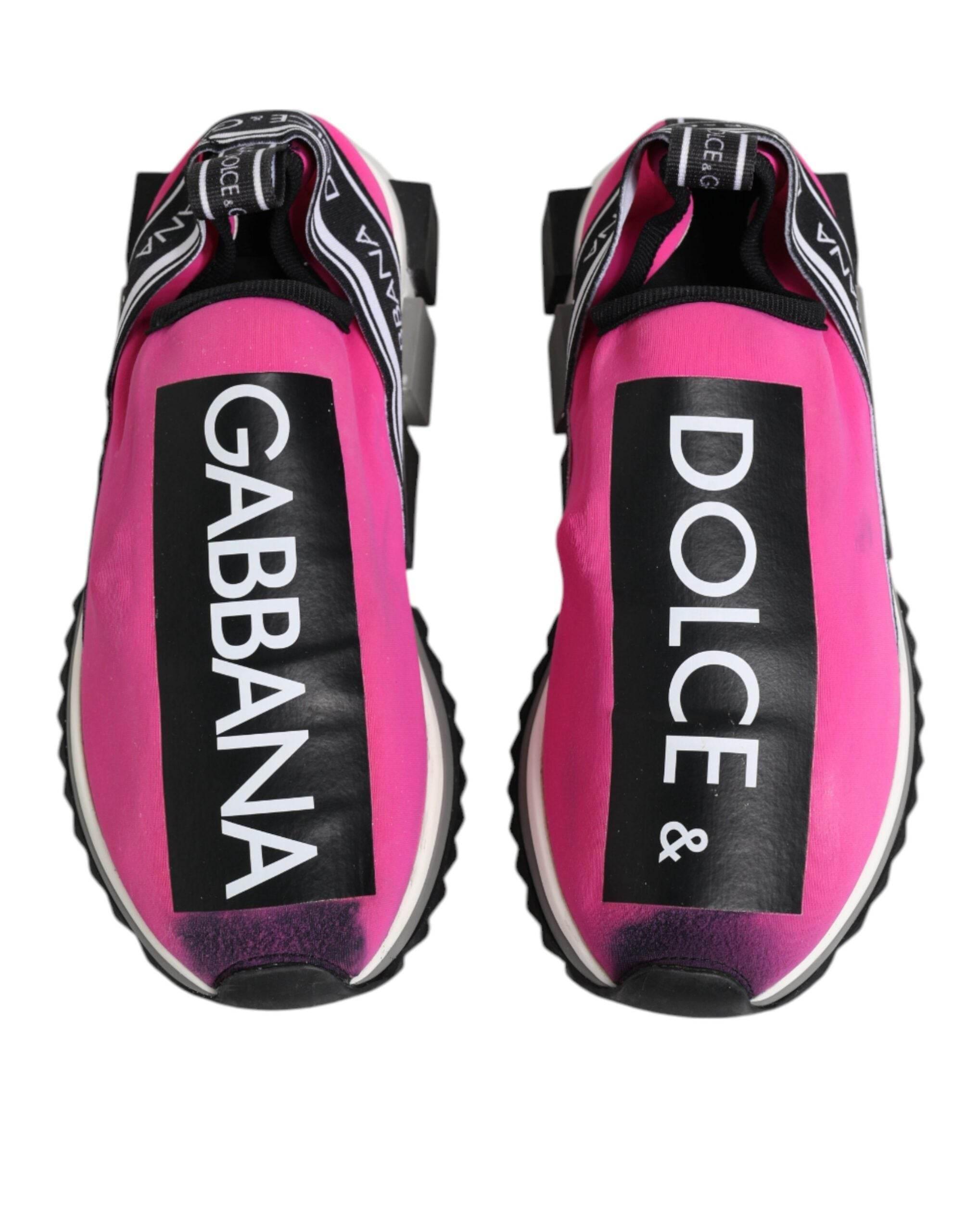 Dolce & Gabbana Fuchsia White Slip On Sorrento Sneakers Shoes - Hilstor