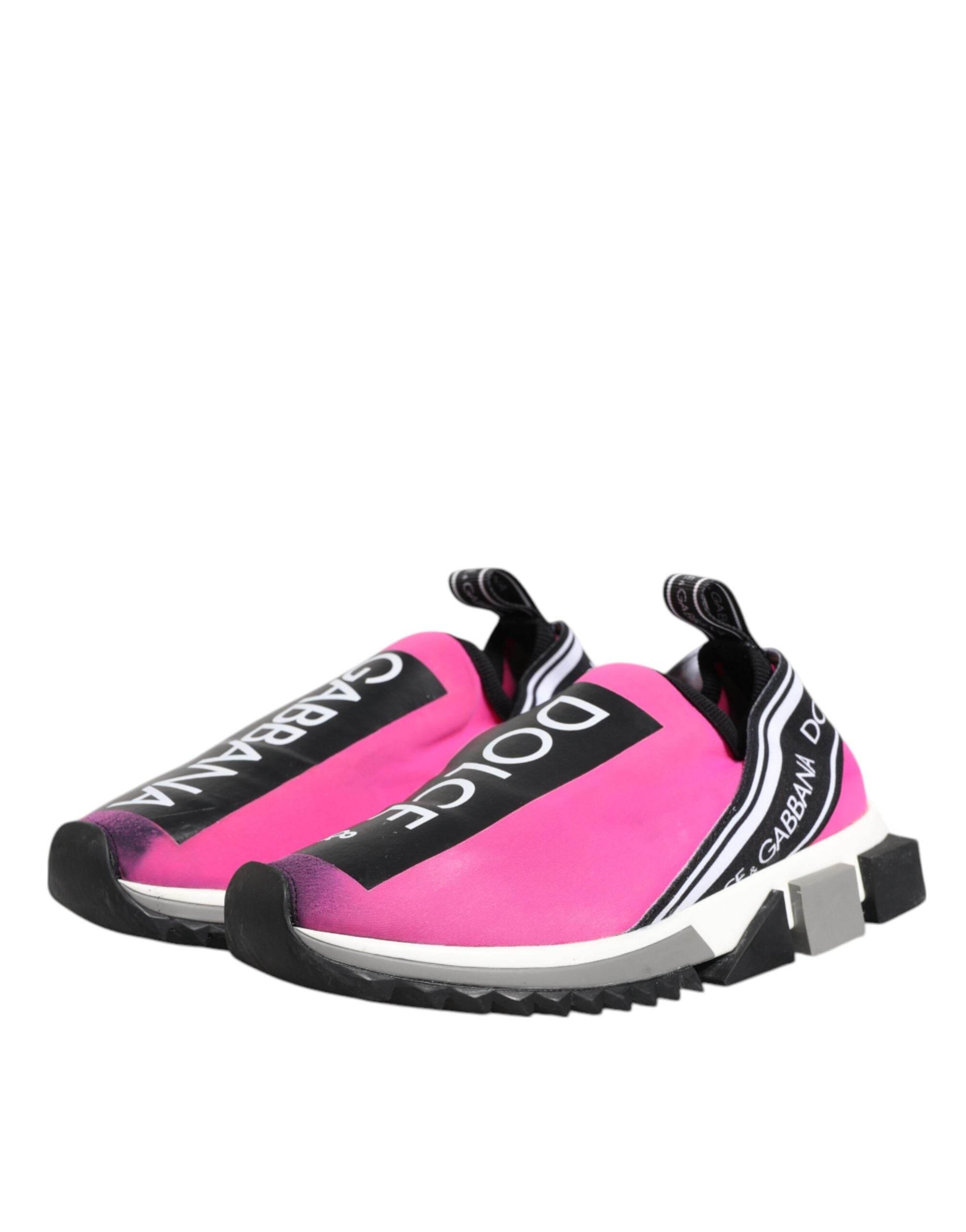 Dolce & Gabbana Fuchsia White Slip On Sorrento Sneakers Shoes - Hilstor