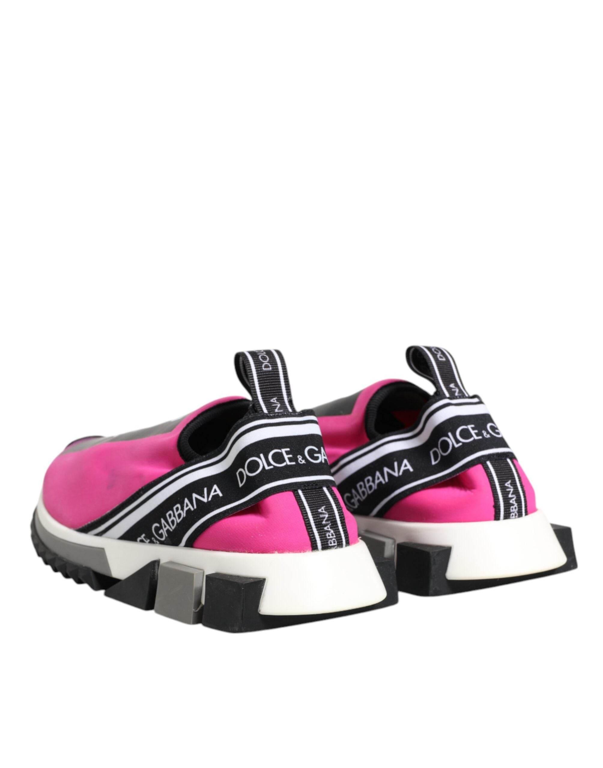 Dolce & Gabbana Fuchsia White Slip On Sorrento Sneakers Shoes - Hilstor
