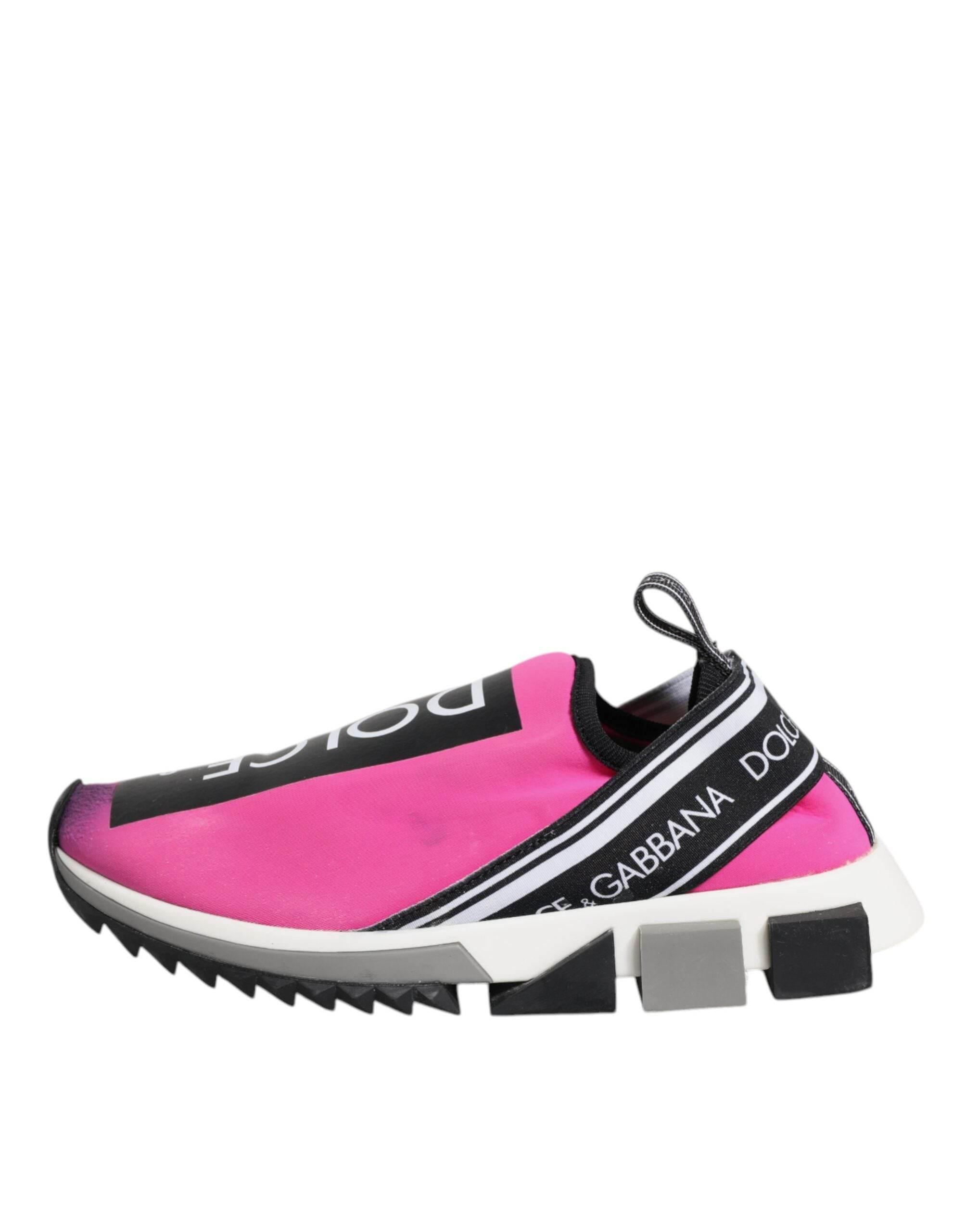Dolce & Gabbana Fuchsia White Slip On Sorrento Sneakers Shoes - Hilstor