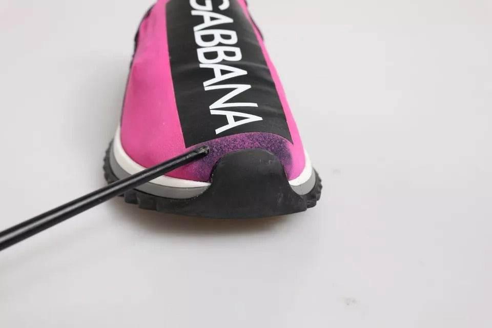 Dolce & Gabbana Fuchsia White Slip On Sorrento Sneakers Shoes - Hilstor