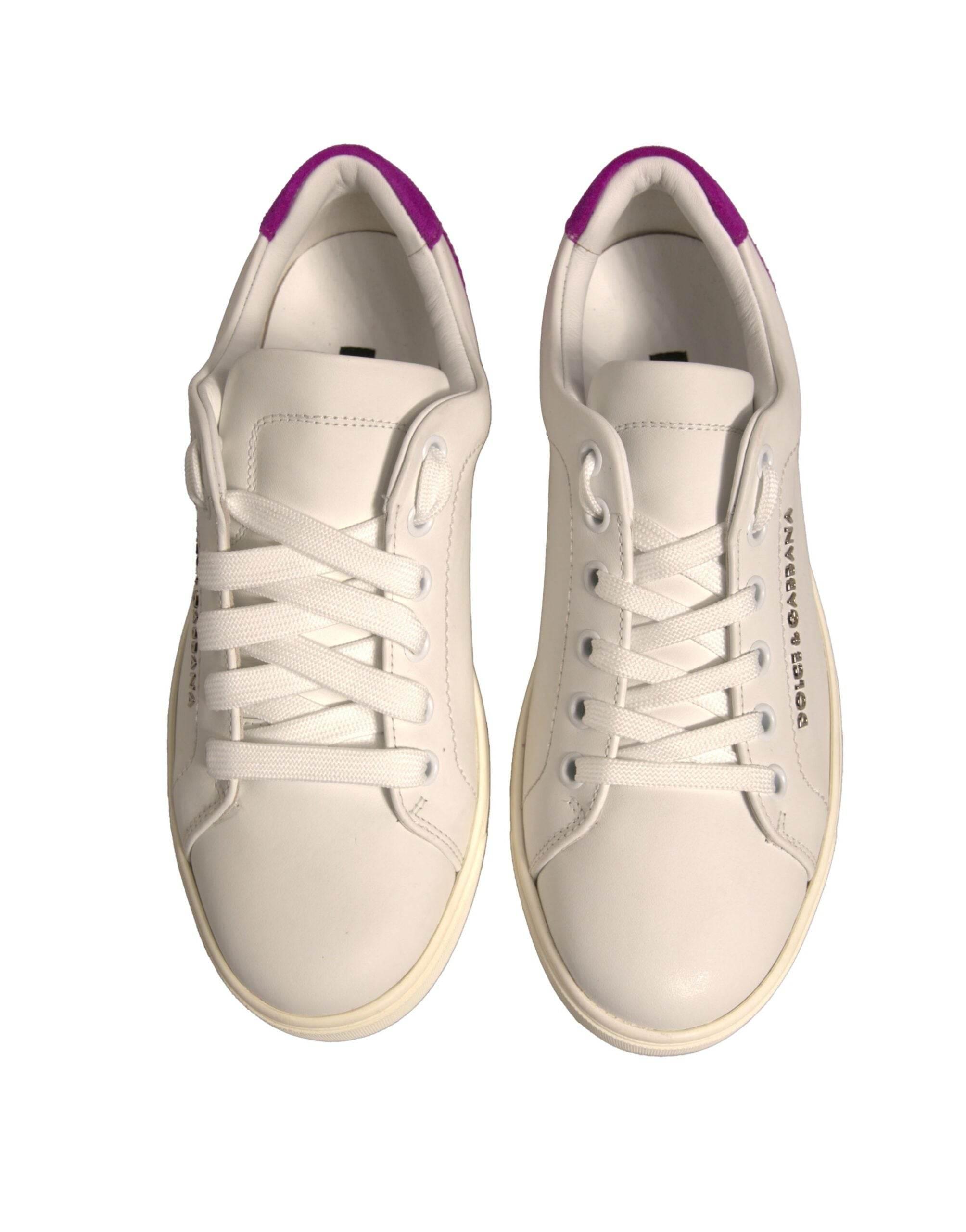Dolce & Gabbana White Suede Leather Low Top Sneakers Shoes - Hilstor