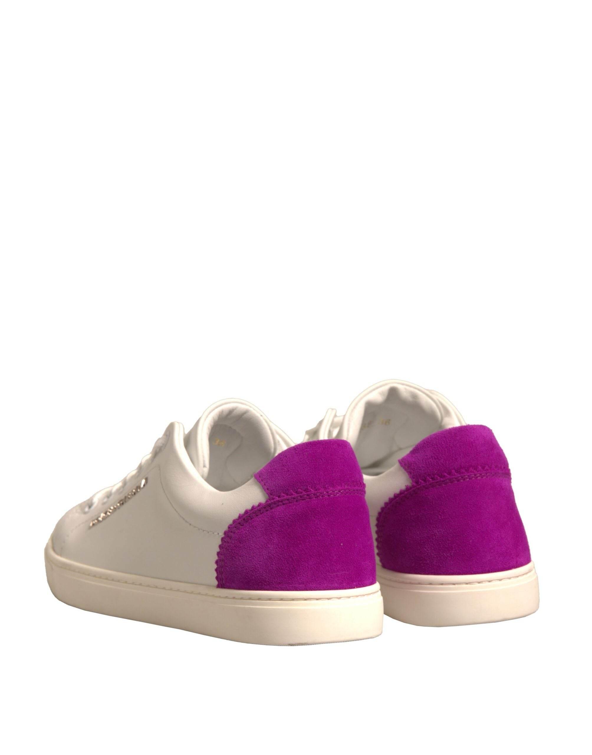 Dolce & Gabbana White Suede Leather Low Top Sneakers Shoes - Hilstor