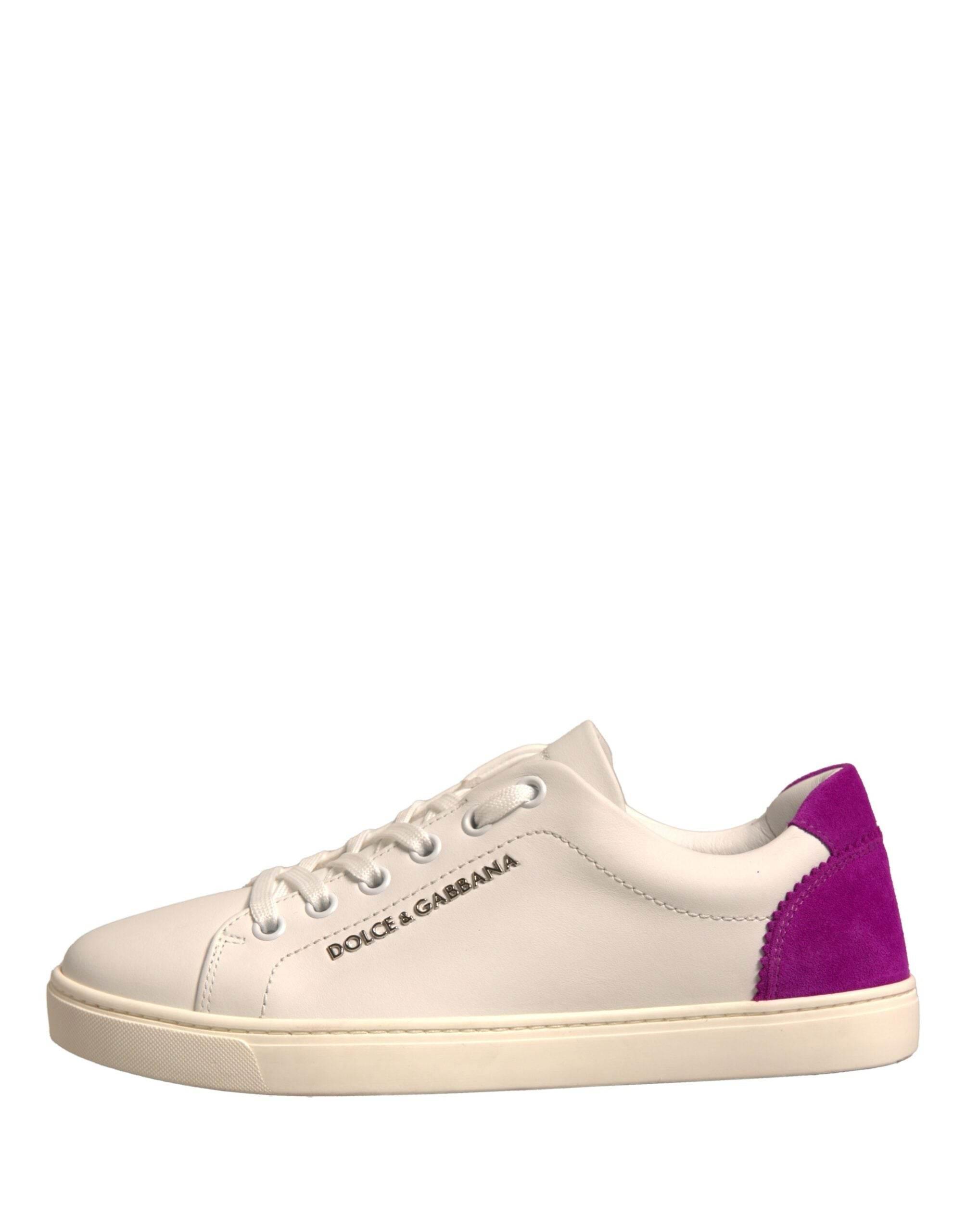 Dolce & Gabbana White Suede Leather Low Top Sneakers Shoes - Hilstor