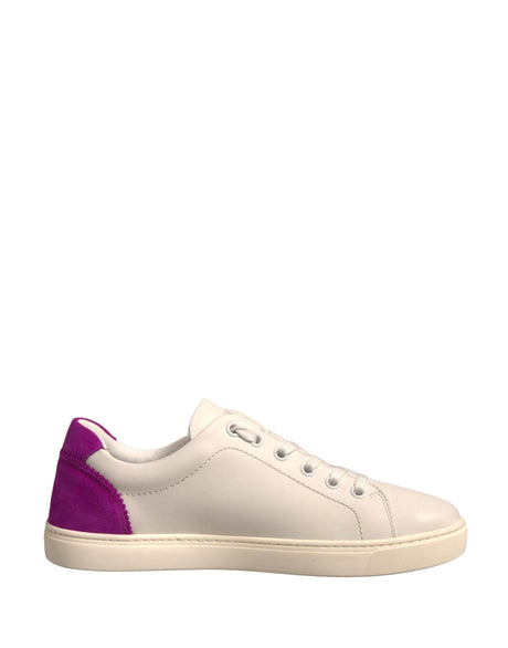 Dolce & Gabbana White Suede Leather Low Top Sneakers Shoes - Hilstor