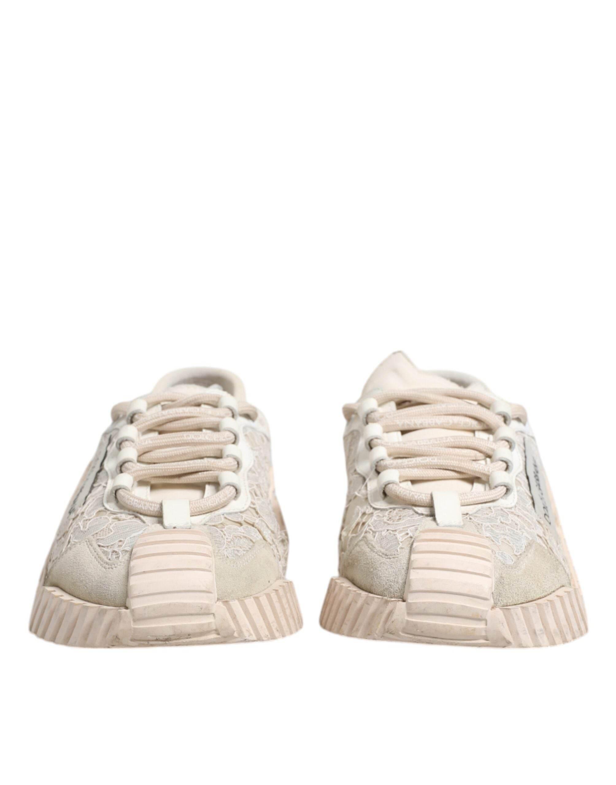 Dolce & Gabbana White Lace NS1 Low Top Sneaker Sports Shoes - Hilstor