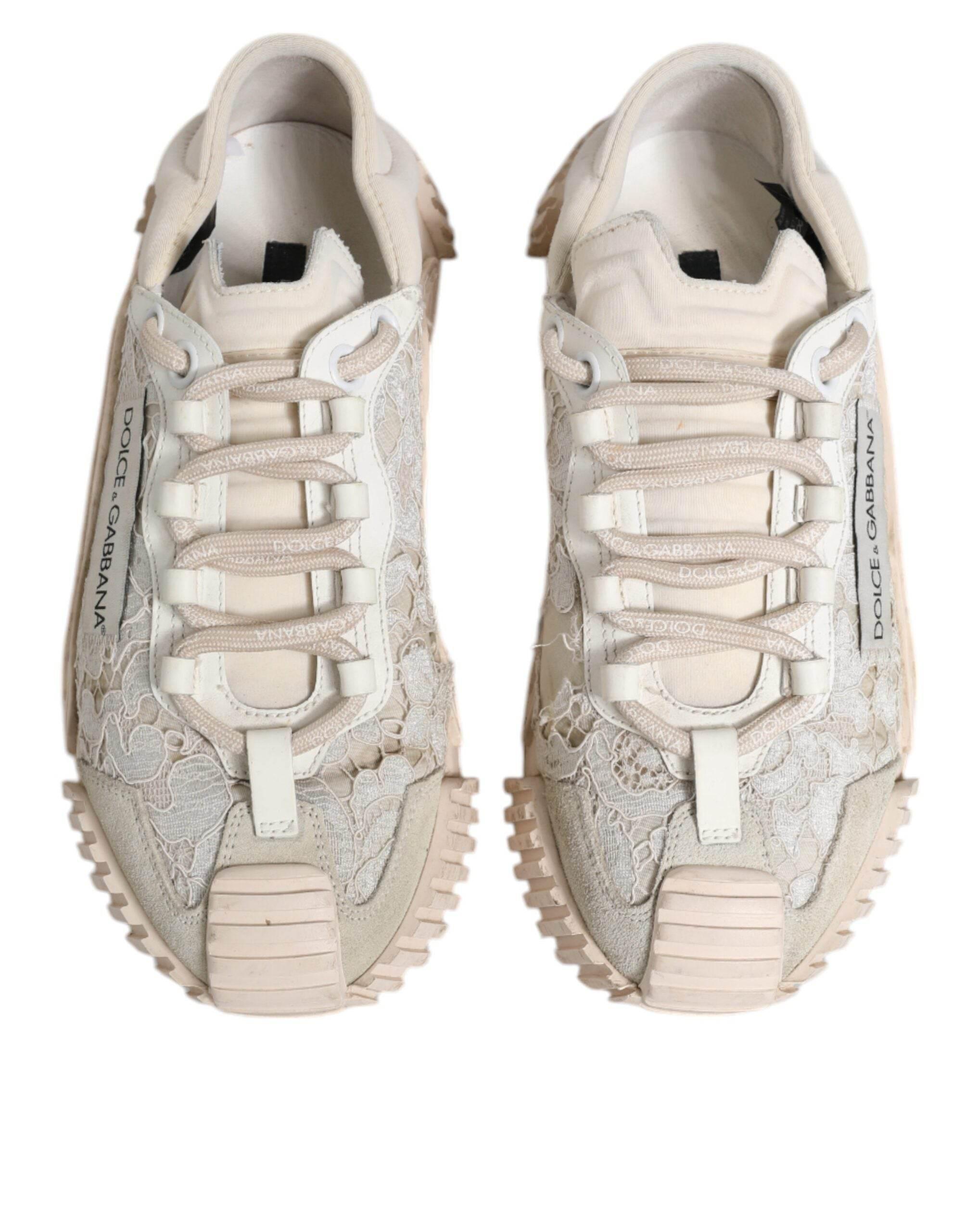 Dolce & Gabbana White Lace NS1 Low Top Sneaker Sports Shoes - Hilstor