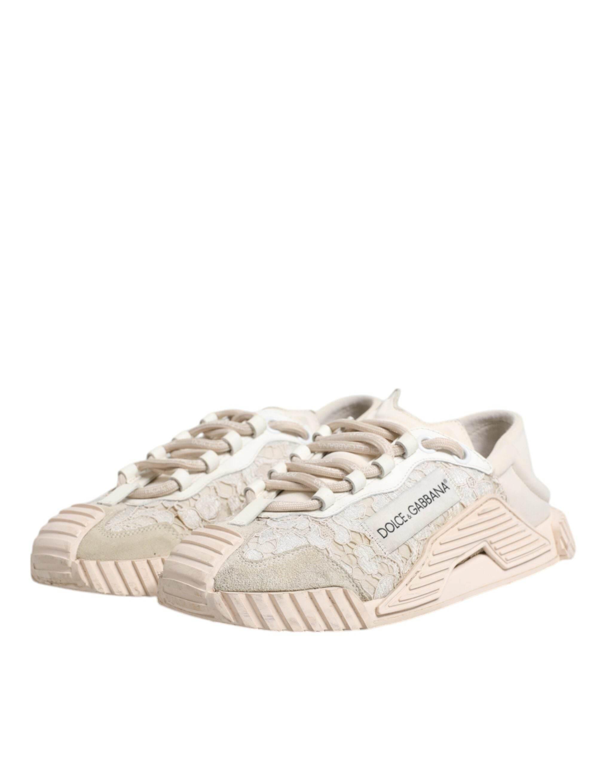 Dolce & Gabbana White Lace NS1 Low Top Sneaker Sports Shoes - Hilstor