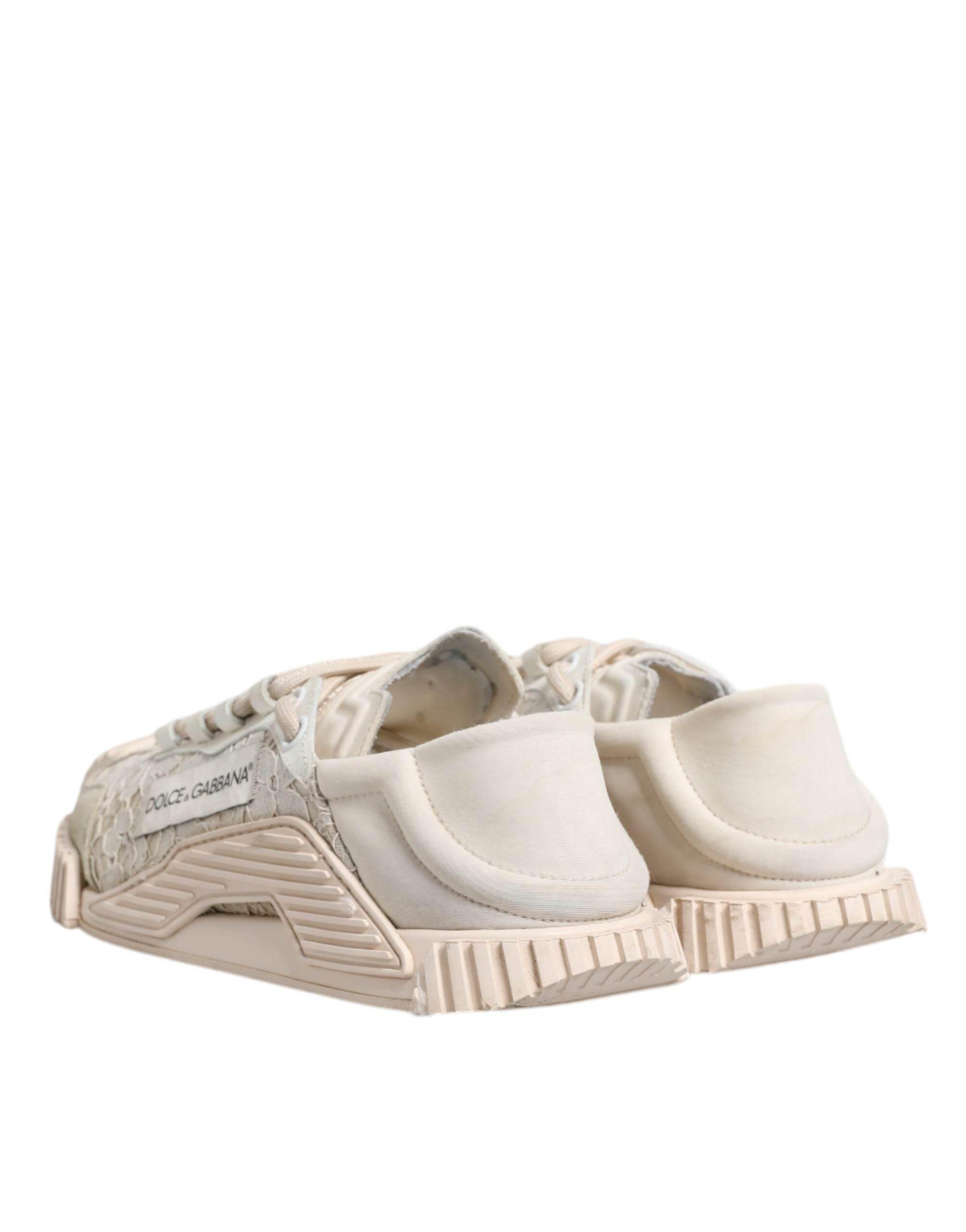 Dolce & Gabbana White Lace NS1 Low Top Sneaker Sports Shoes - Hilstor