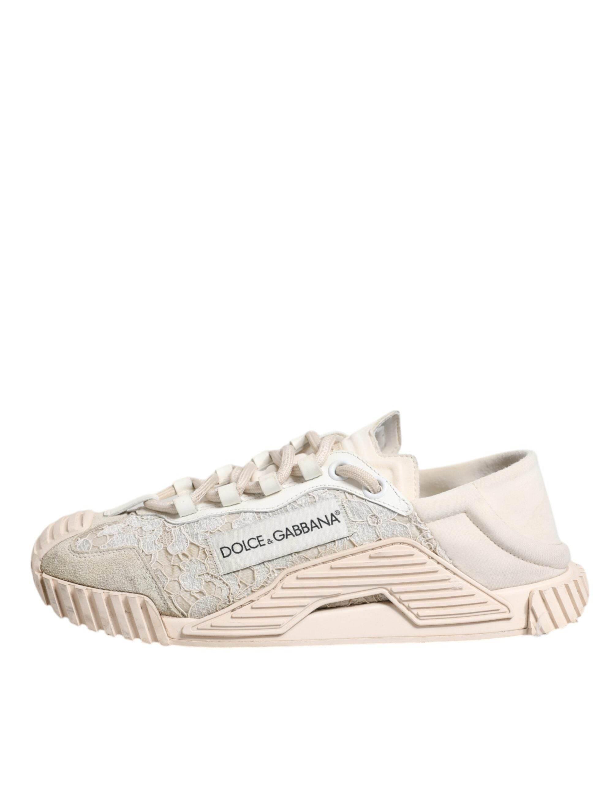 Dolce & Gabbana White Lace NS1 Low Top Sneaker Sports Shoes - Hilstor