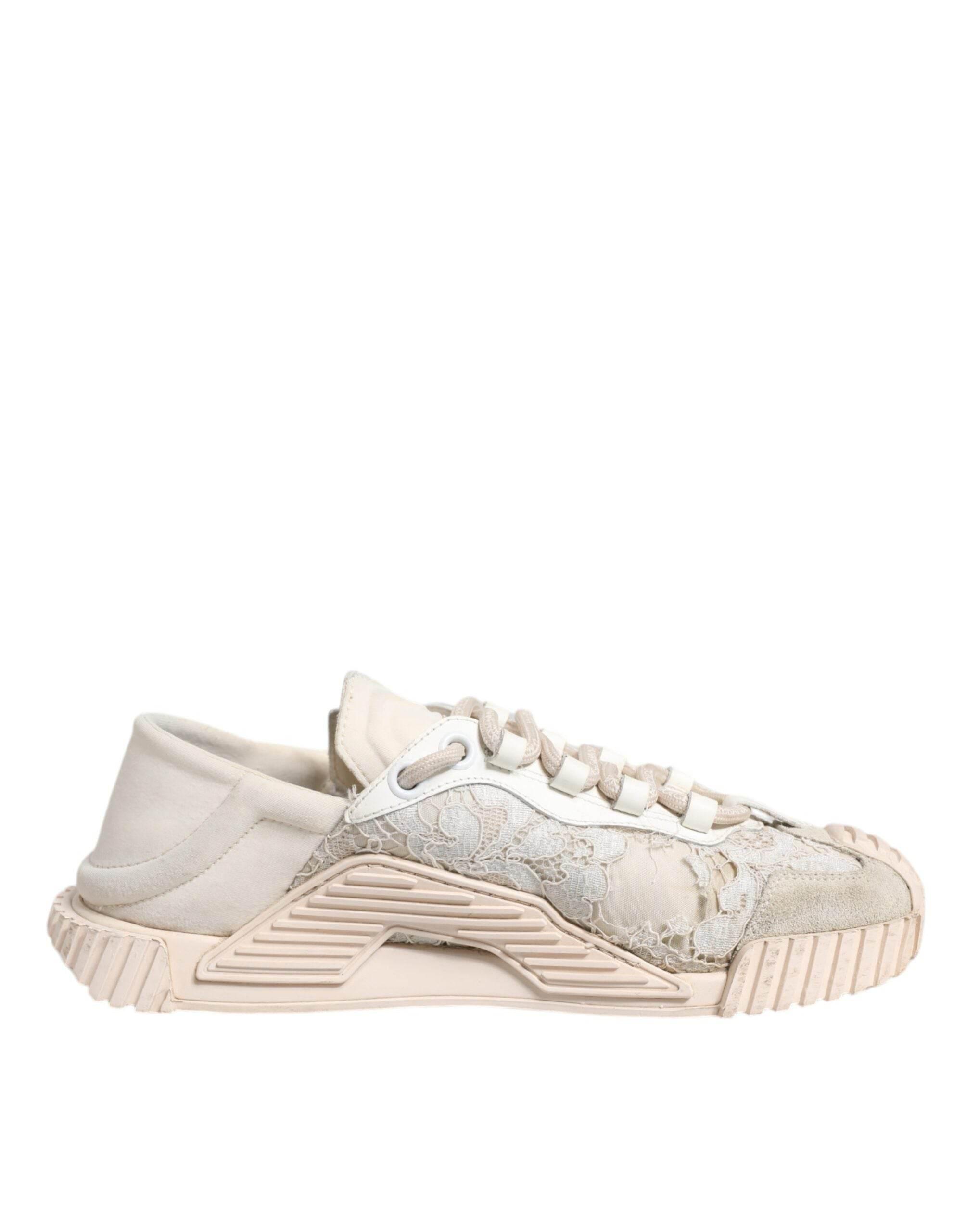 Dolce & Gabbana White Lace NS1 Low Top Sneaker Sports Shoes - Hilstor