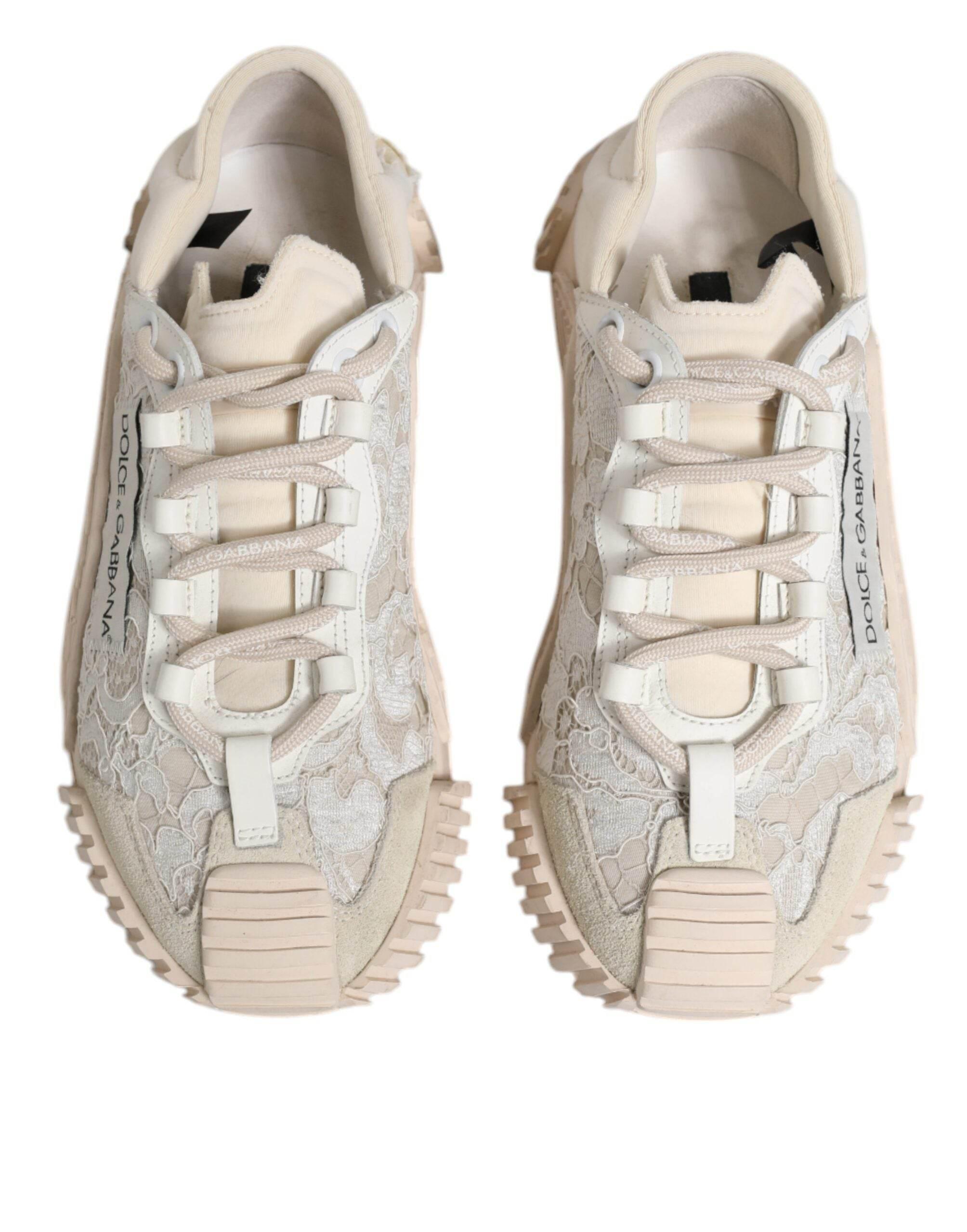 Dolce & Gabbana White Lace NS1 Low Top Sneaker Sports Shoes - Hilstor