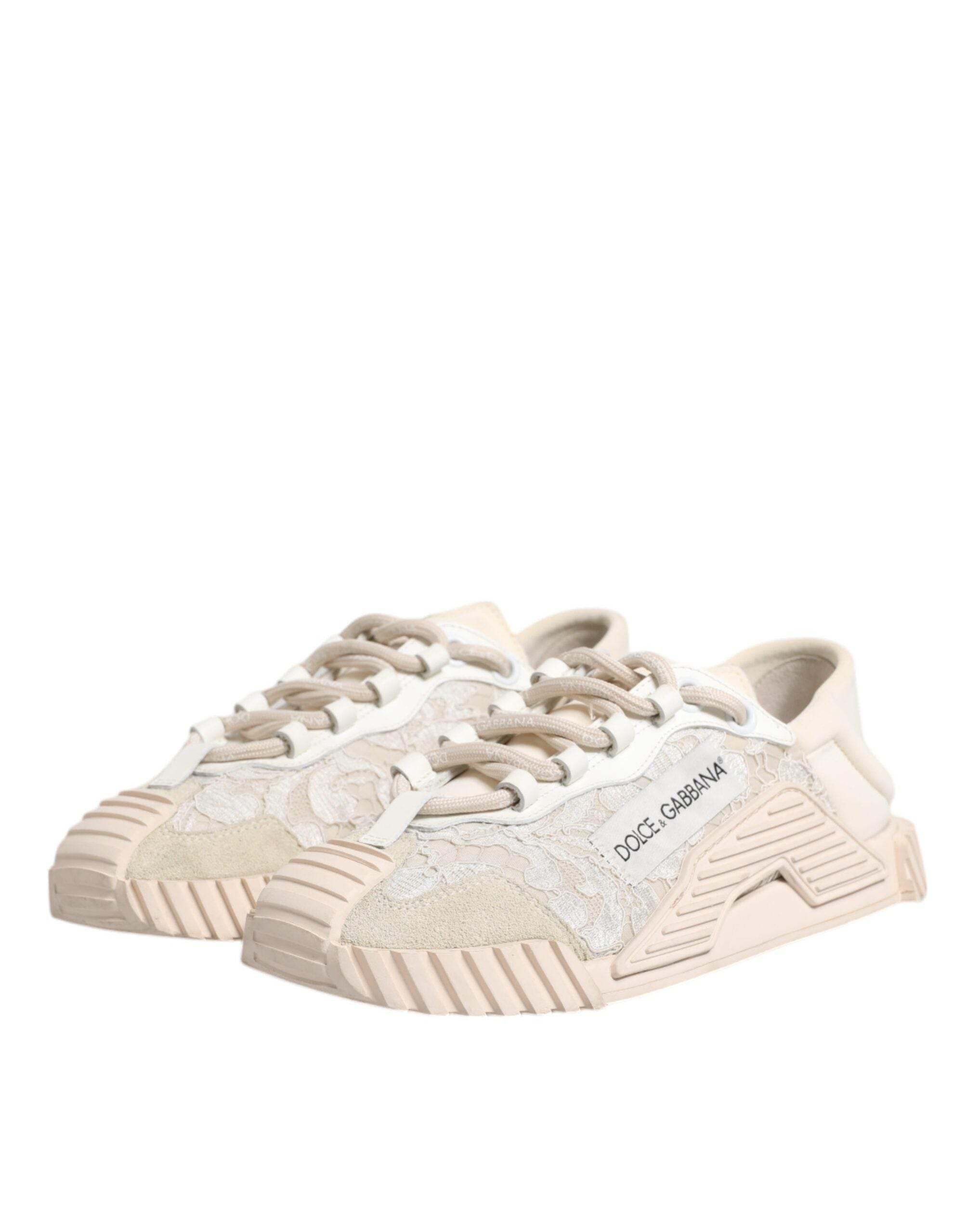 Dolce & Gabbana White Lace NS1 Low Top Sneaker Sports Shoes - Hilstor