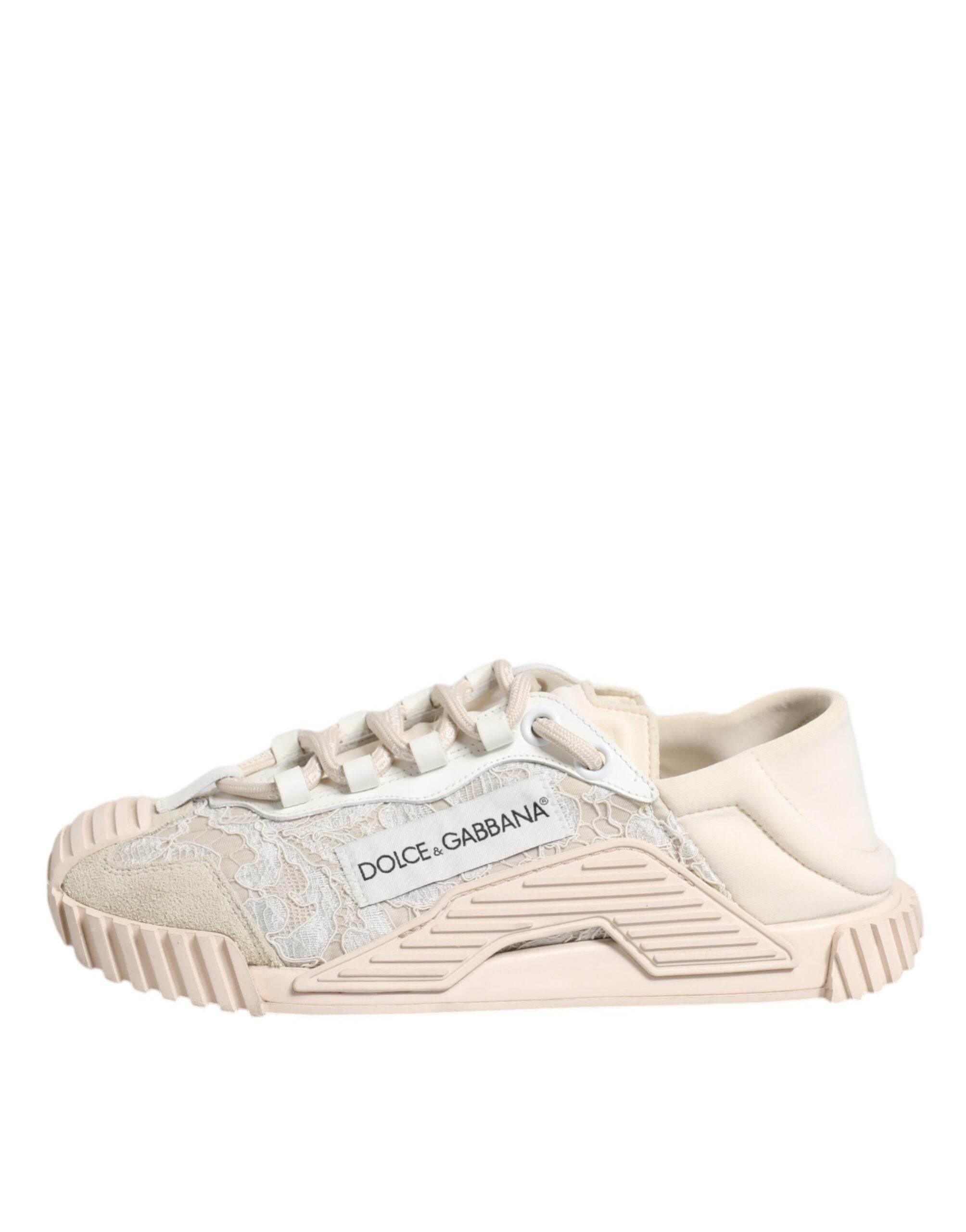 Dolce & Gabbana White Lace NS1 Low Top Sneaker Sports Shoes - Hilstor