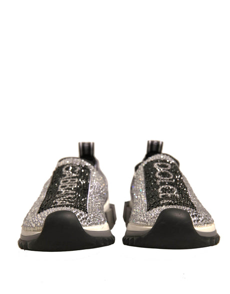 Dolce & Gabbana Silver Rhinestones Sorrento Sneakers Shoes - Hilstor