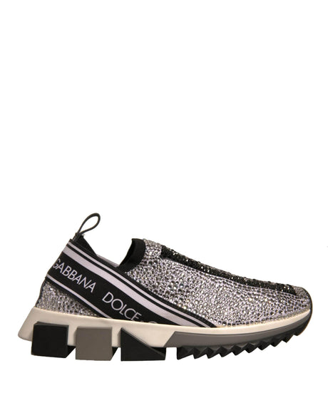 Dolce & Gabbana Silver Rhinestones Sorrento Sneakers Shoes - Hilstor