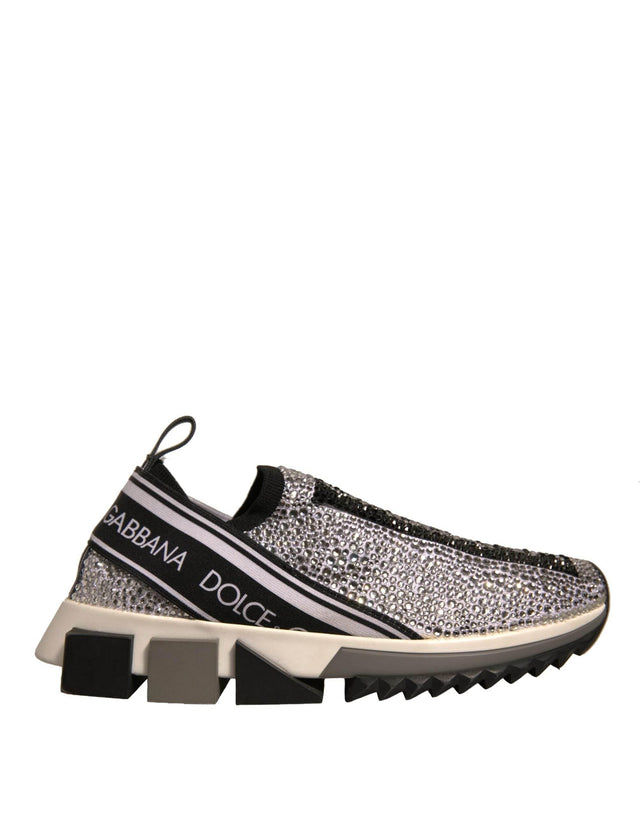 Dolce & Gabbana Silver Rhinestones Sorrento Sneakers Shoes - Hilstor