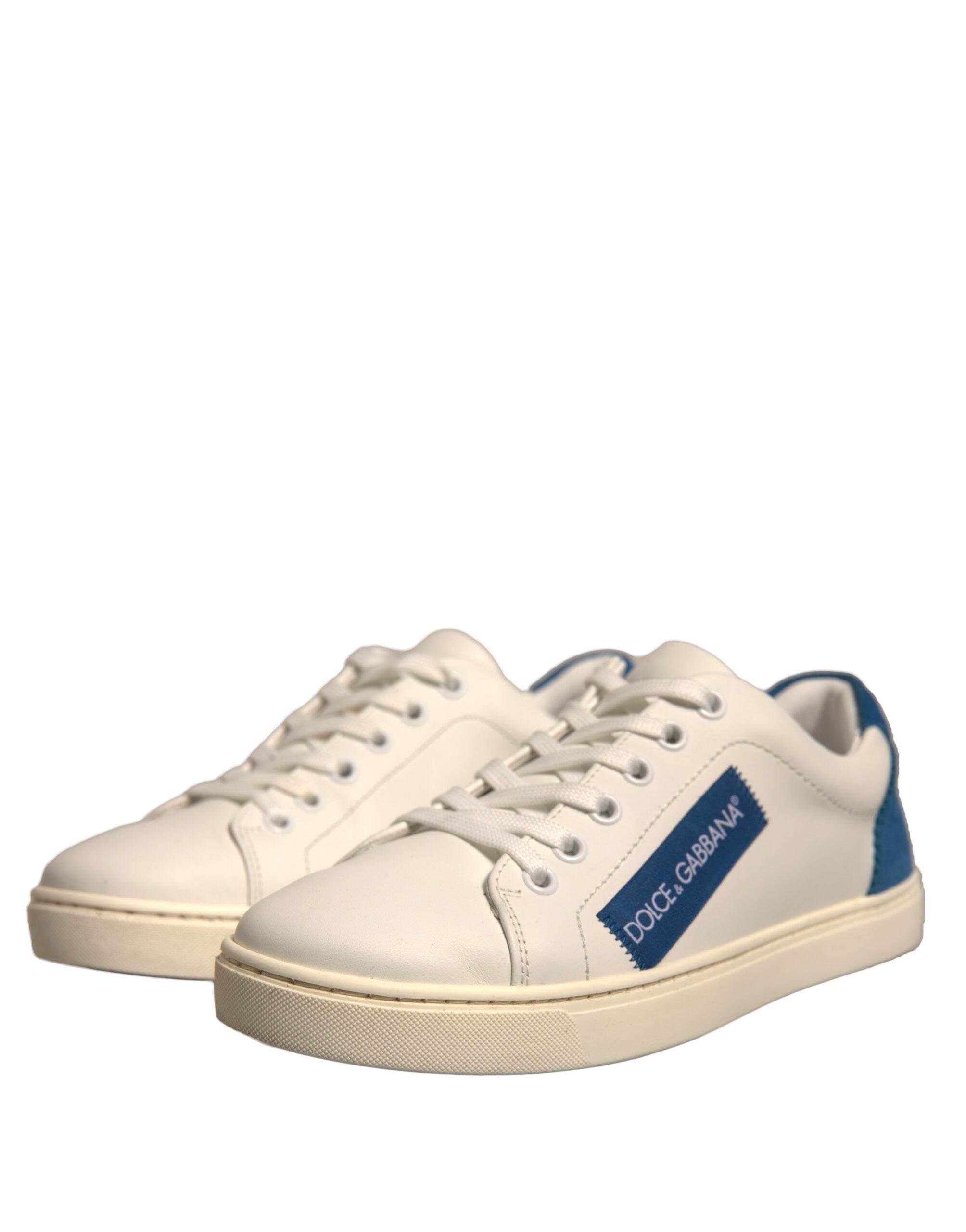 Dolce & Gabbana White Suede Leather Low Top Sneakers Shoes - Hilstor
