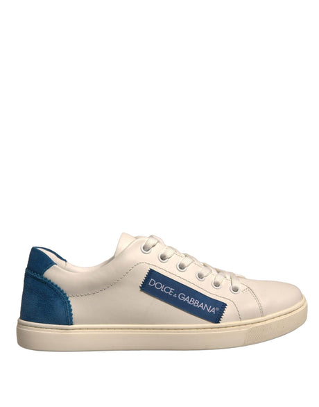 Dolce & Gabbana White Suede Leather Low Top Sneakers Shoes - Hilstor