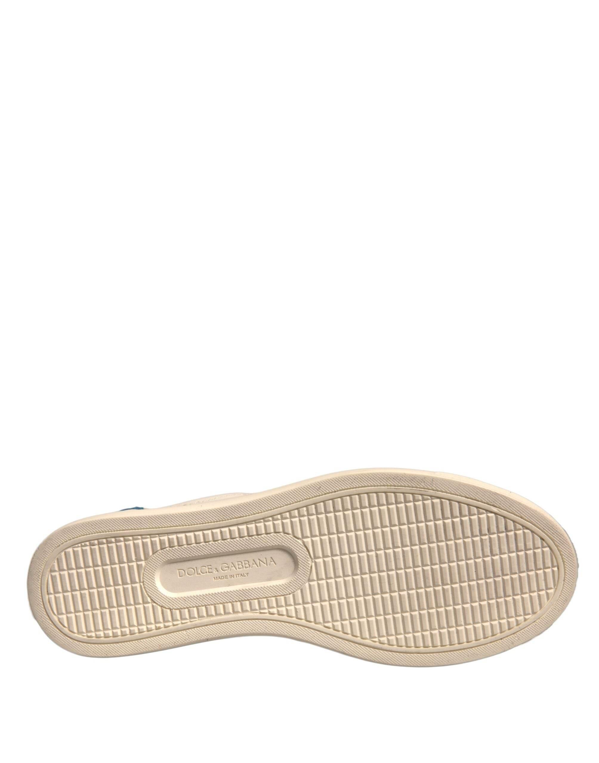 Dolce & Gabbana White Suede Leather Low Top Sneakers Shoes - Hilstor