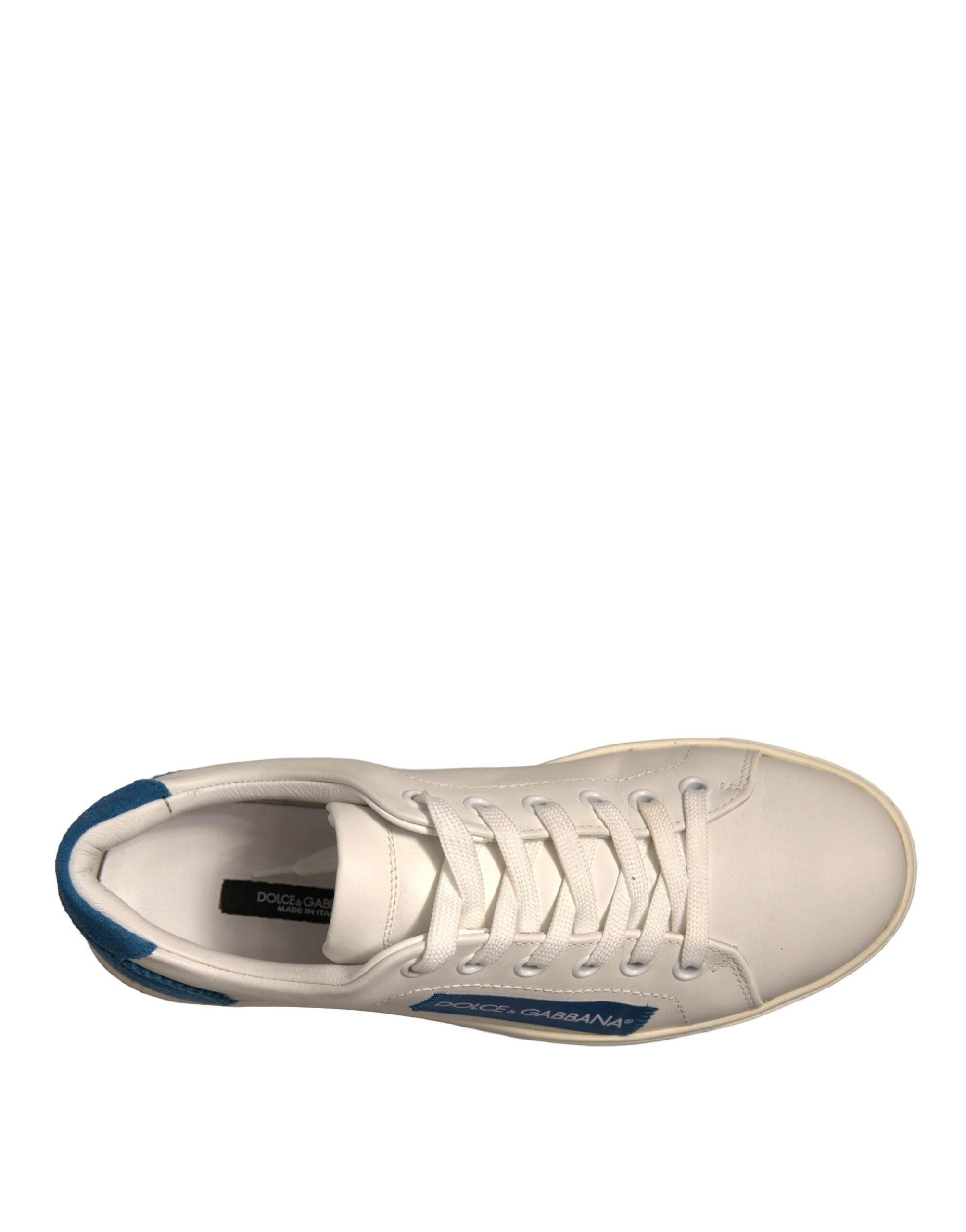 Dolce & Gabbana White Suede Leather Low Top Sneakers Shoes - Hilstor
