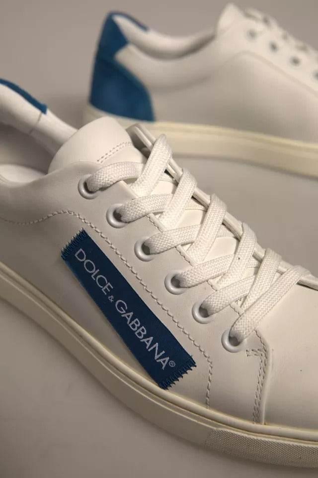 Dolce & Gabbana White Suede Leather Low Top Sneakers Shoes - Hilstor