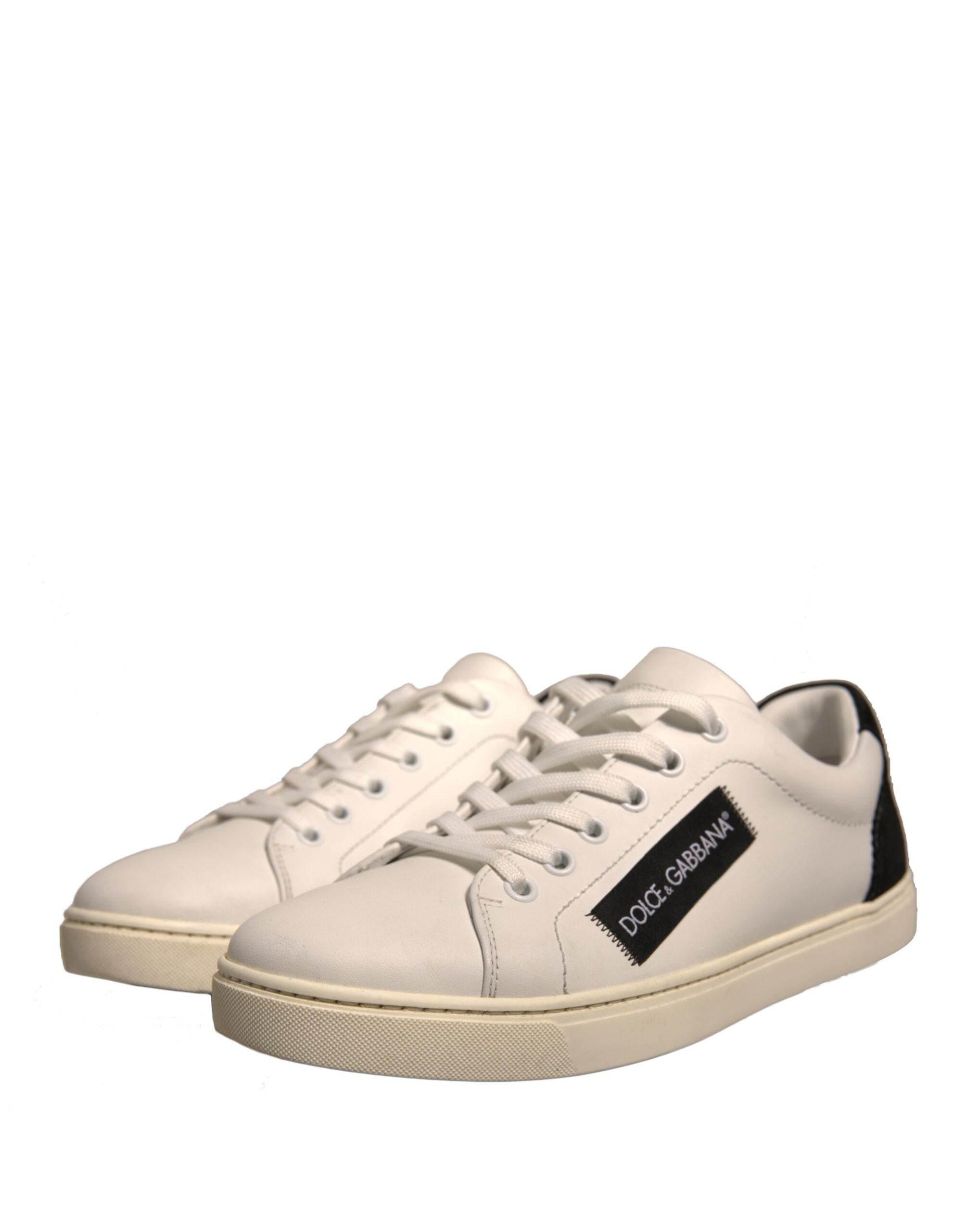 Dolce & Gabbana White Suede Leather Low Top Sneakers Shoes - Hilstor