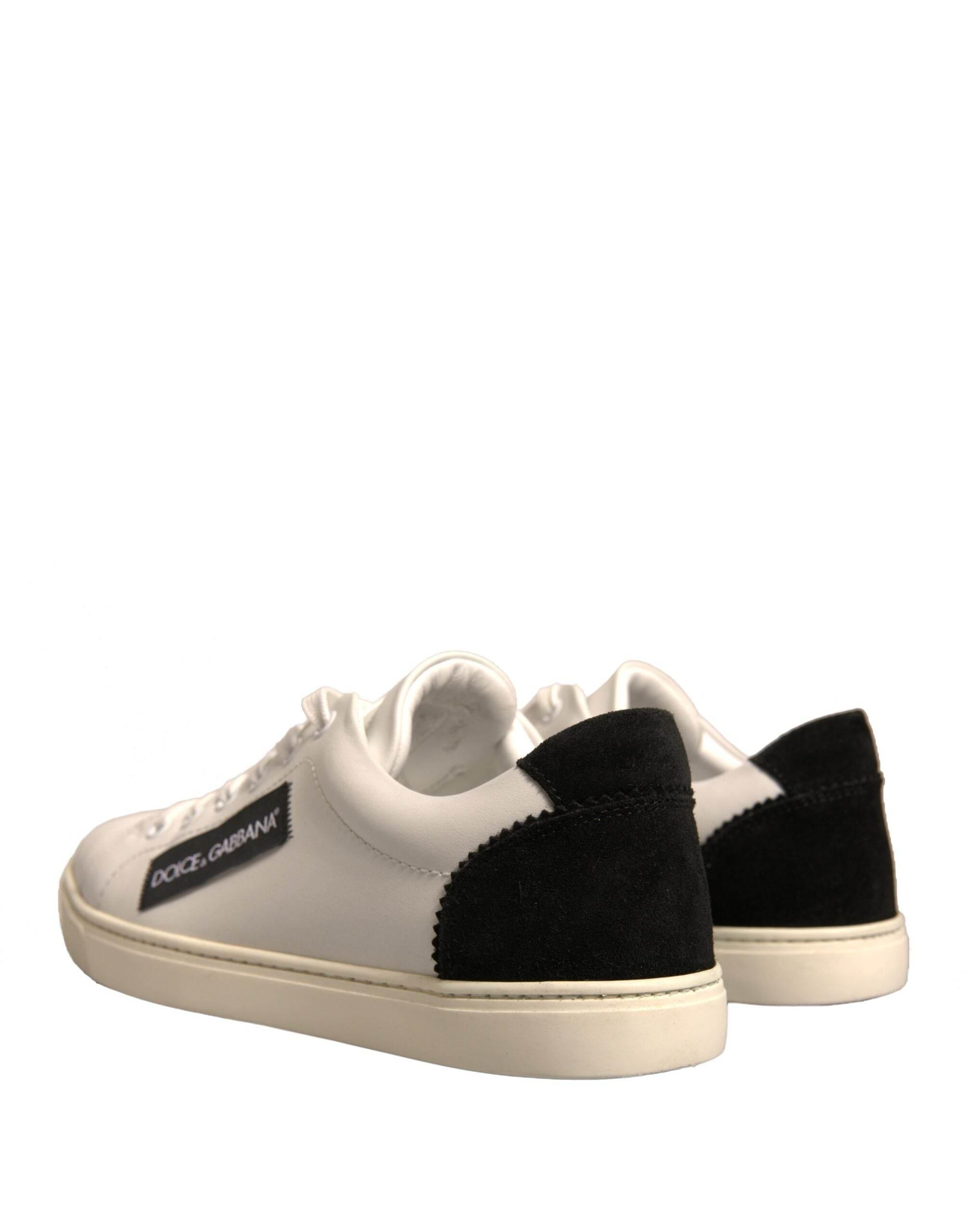 Dolce & Gabbana White Suede Leather Low Top Sneakers Shoes - Hilstor