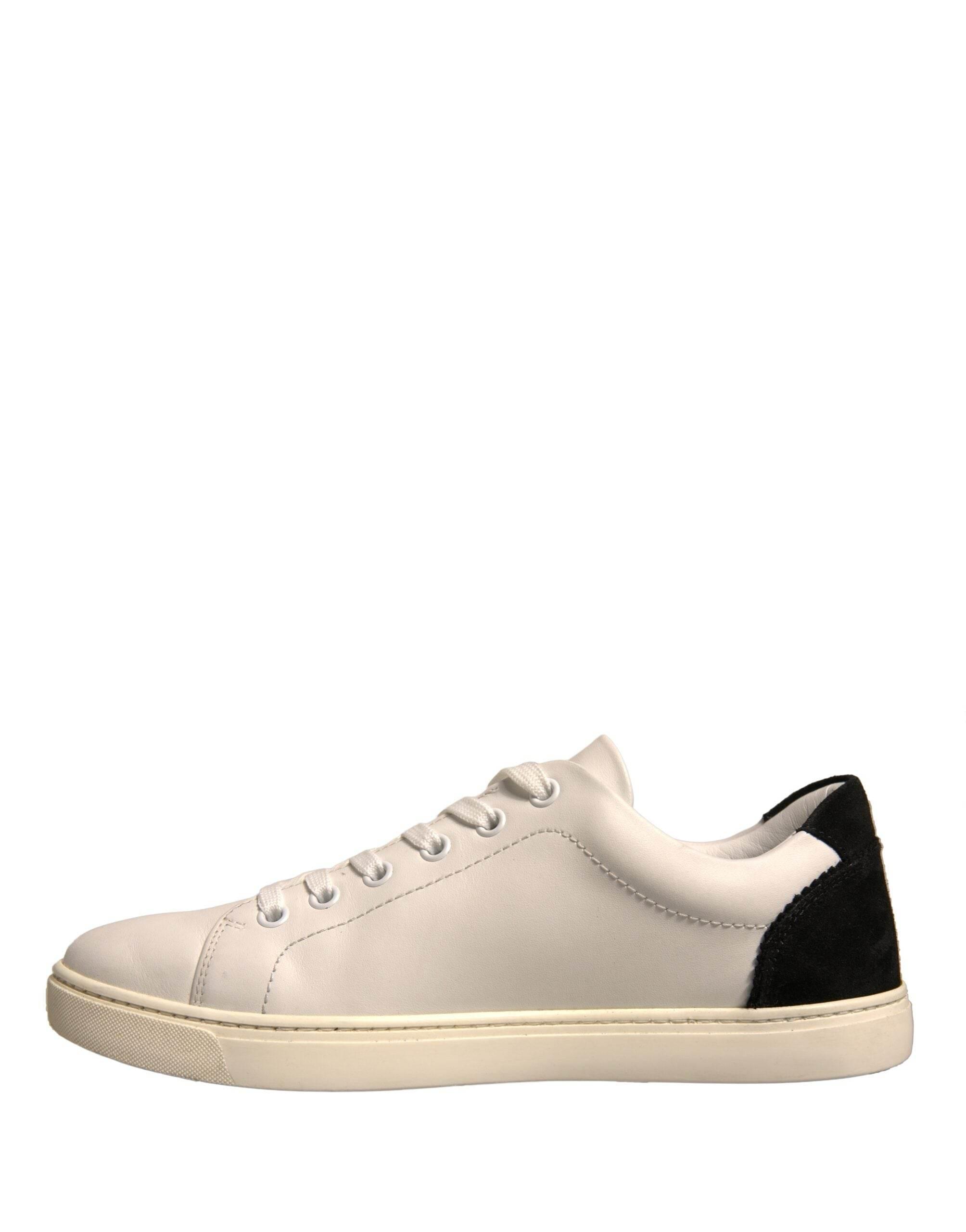 Dolce & Gabbana White Suede Leather Low Top Sneakers Shoes - Hilstor